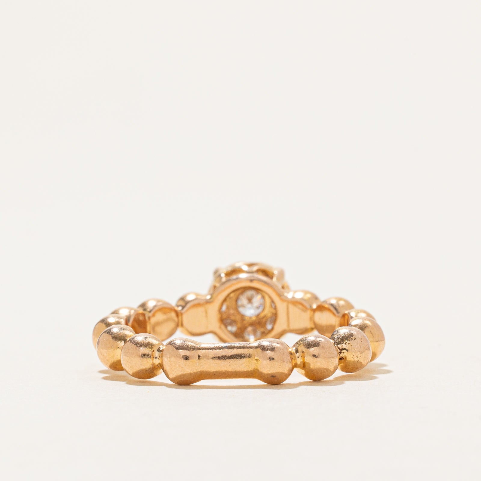 Diamond Cluster Beaded Band Ring | 0.30ctw | SZ 7.25