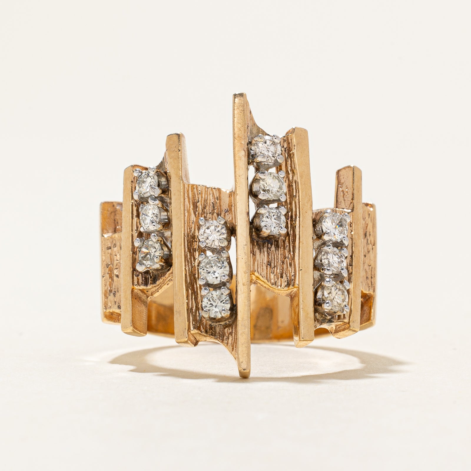 Diamond Multi Column Abstract Ring | 0.58ctw | SZ 8.75
