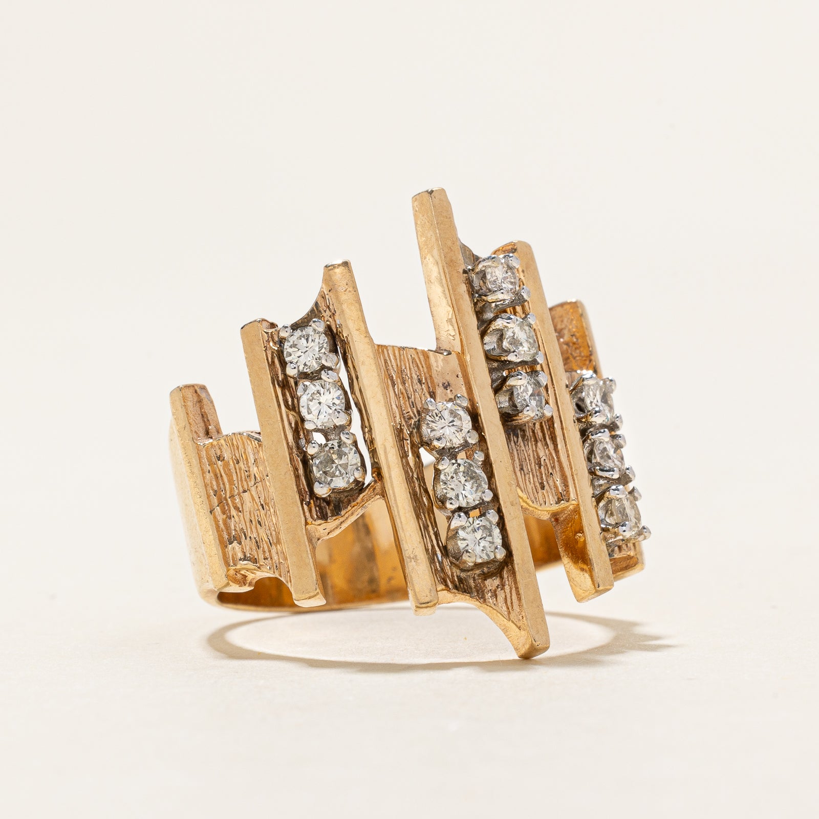 Diamond Multi Column Abstract Ring | 0.58ctw | SZ 8.75