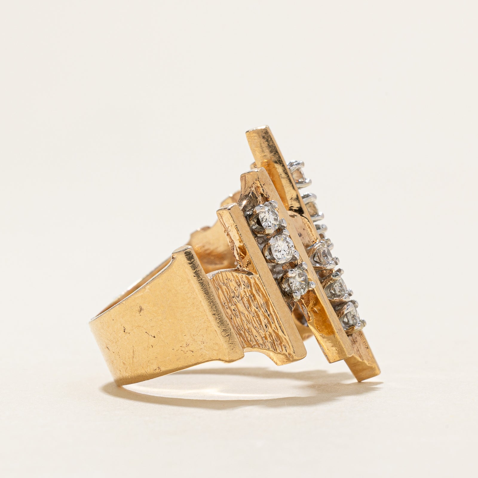 Diamond Multi Column Abstract Ring | 0.58ctw | SZ 8.75