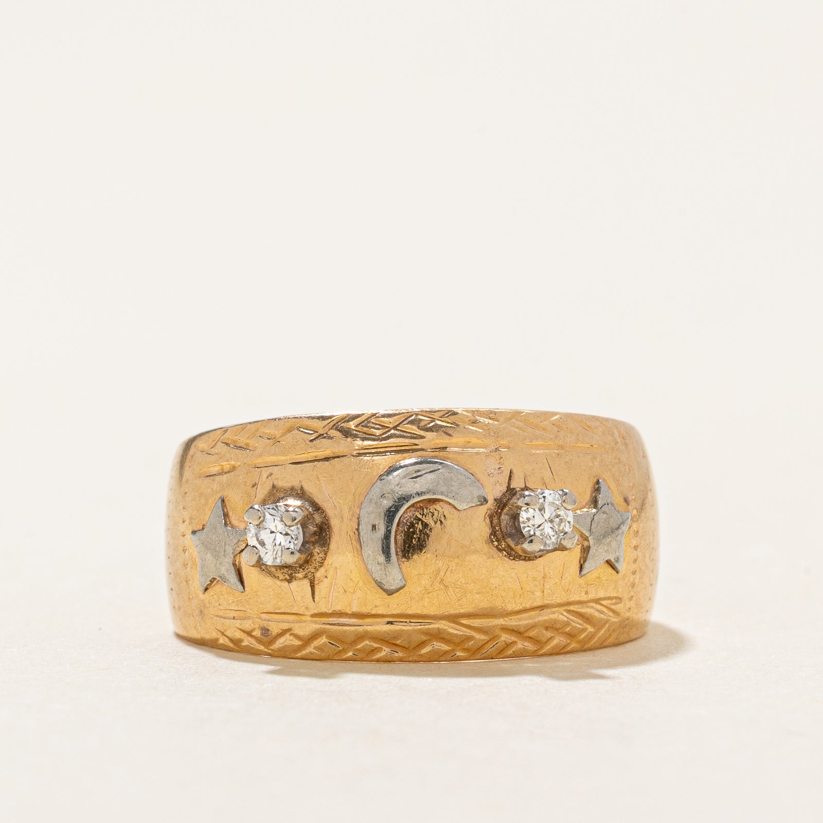 Diamond Star & Moon Band | 0.06ctw | SZ 3.7