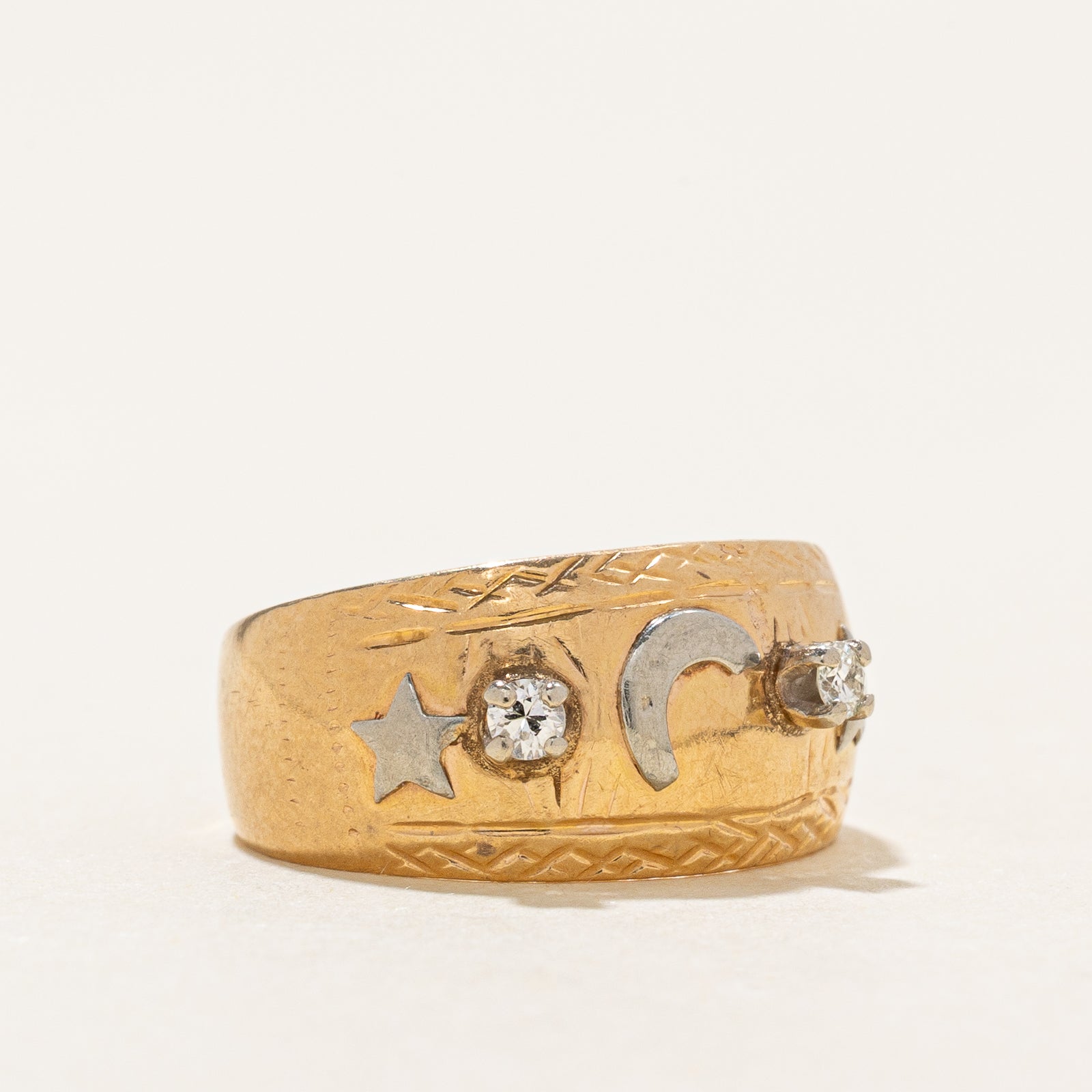 Diamond Star & Moon Band | 0.06ctw | SZ 3.7