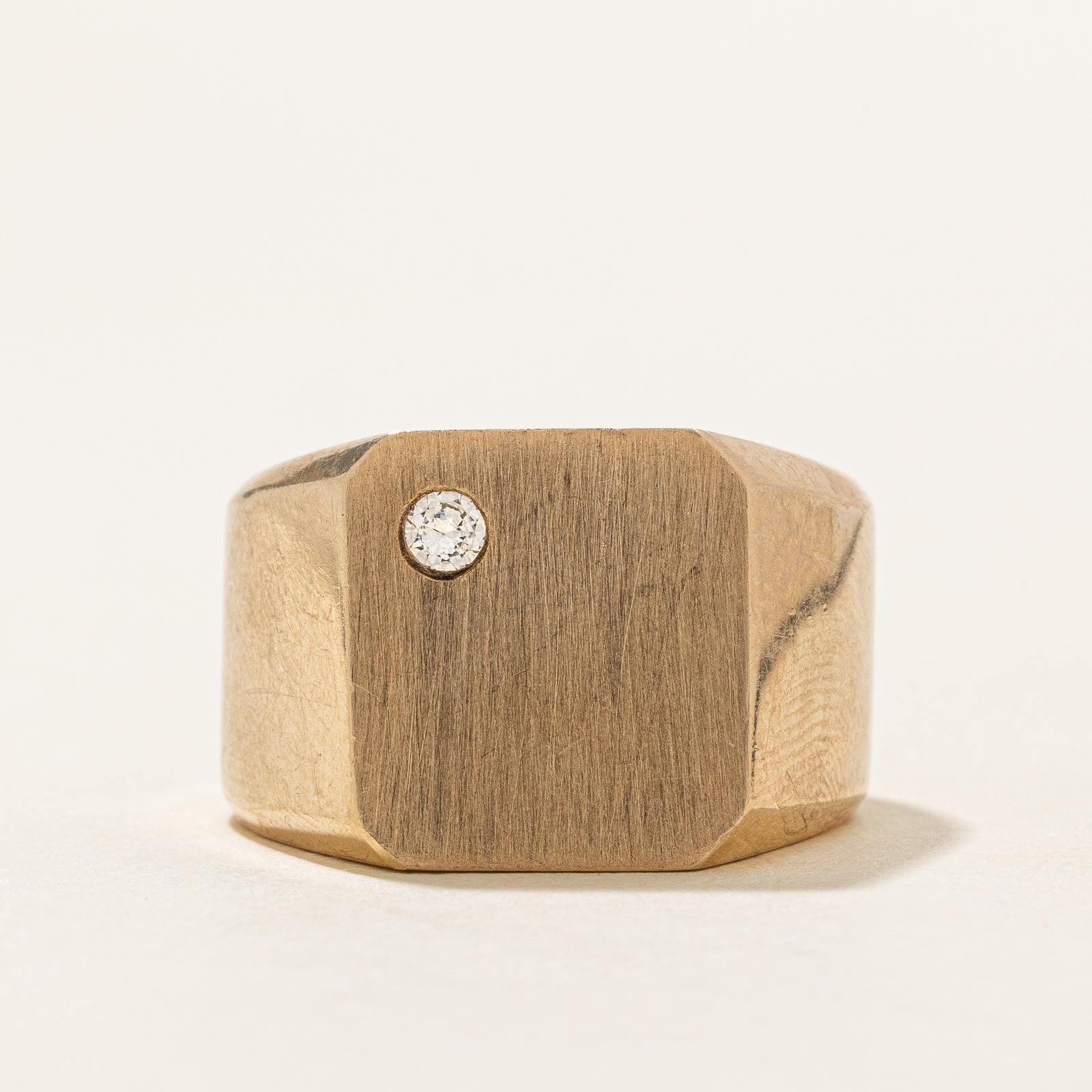 Flush Diamond Signet Ring | 0.08ct | SZ 9