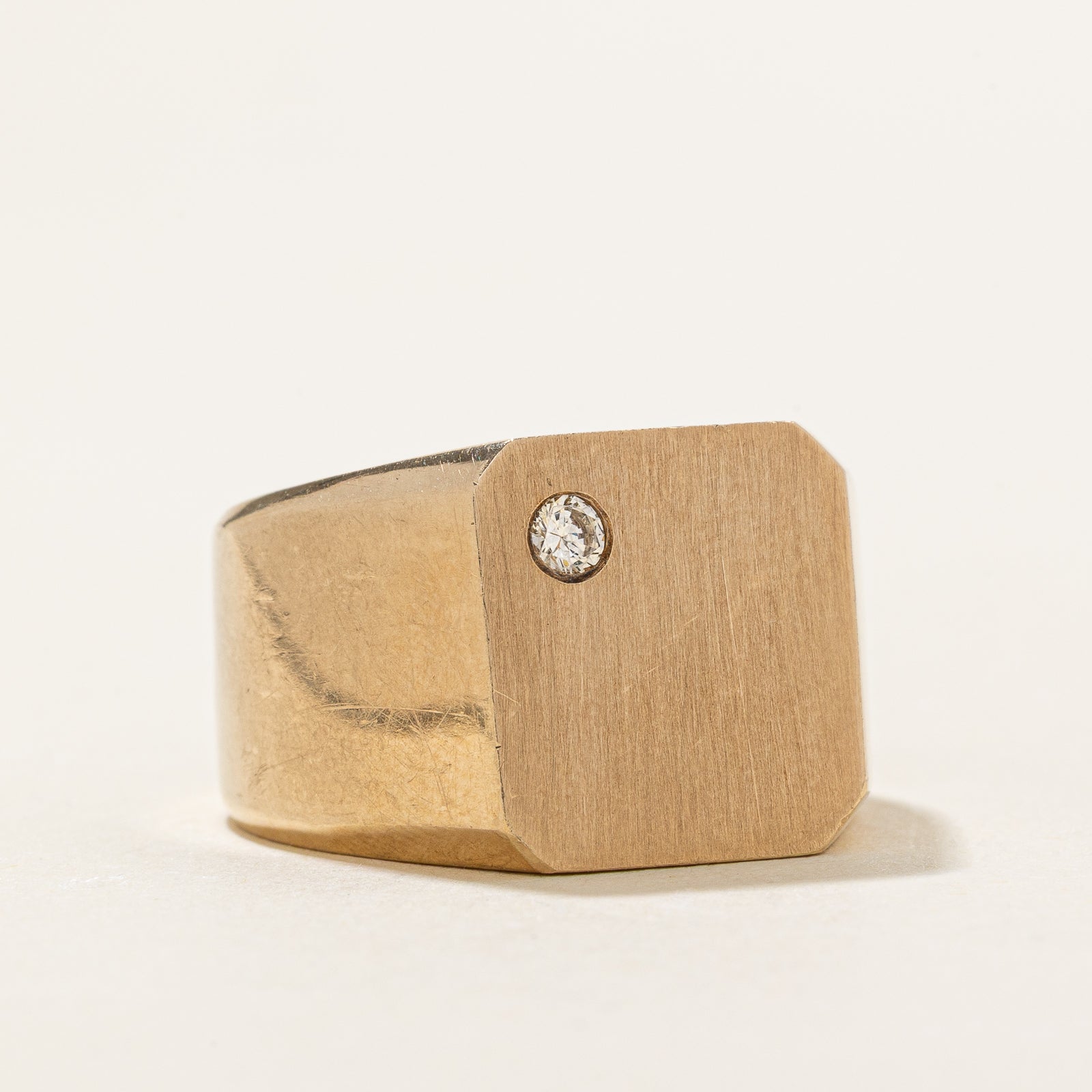 Flush Diamond Signet Ring | 0.08ct | SZ 9