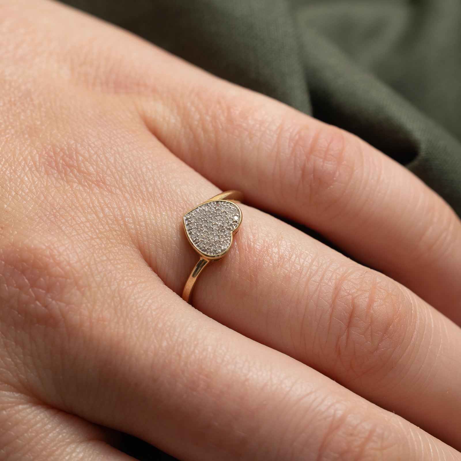 Pavé Set Diamond Heart Bypass Ring | 0.05ctw | SZ 5.5