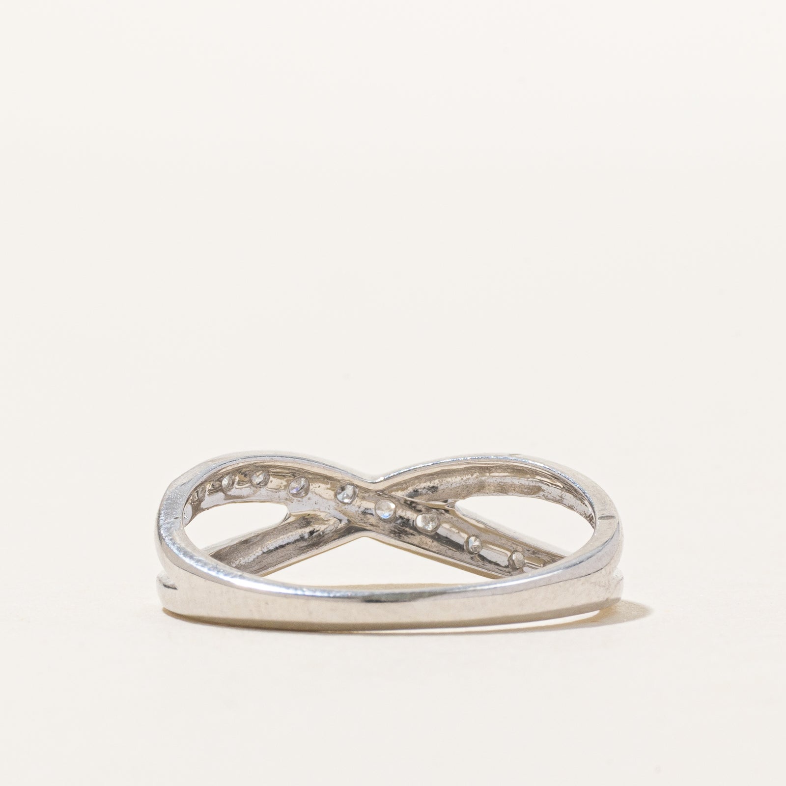 10K Semi Eternity Diamond Cross Over Ring | 0.11ctw | SZ 6.75