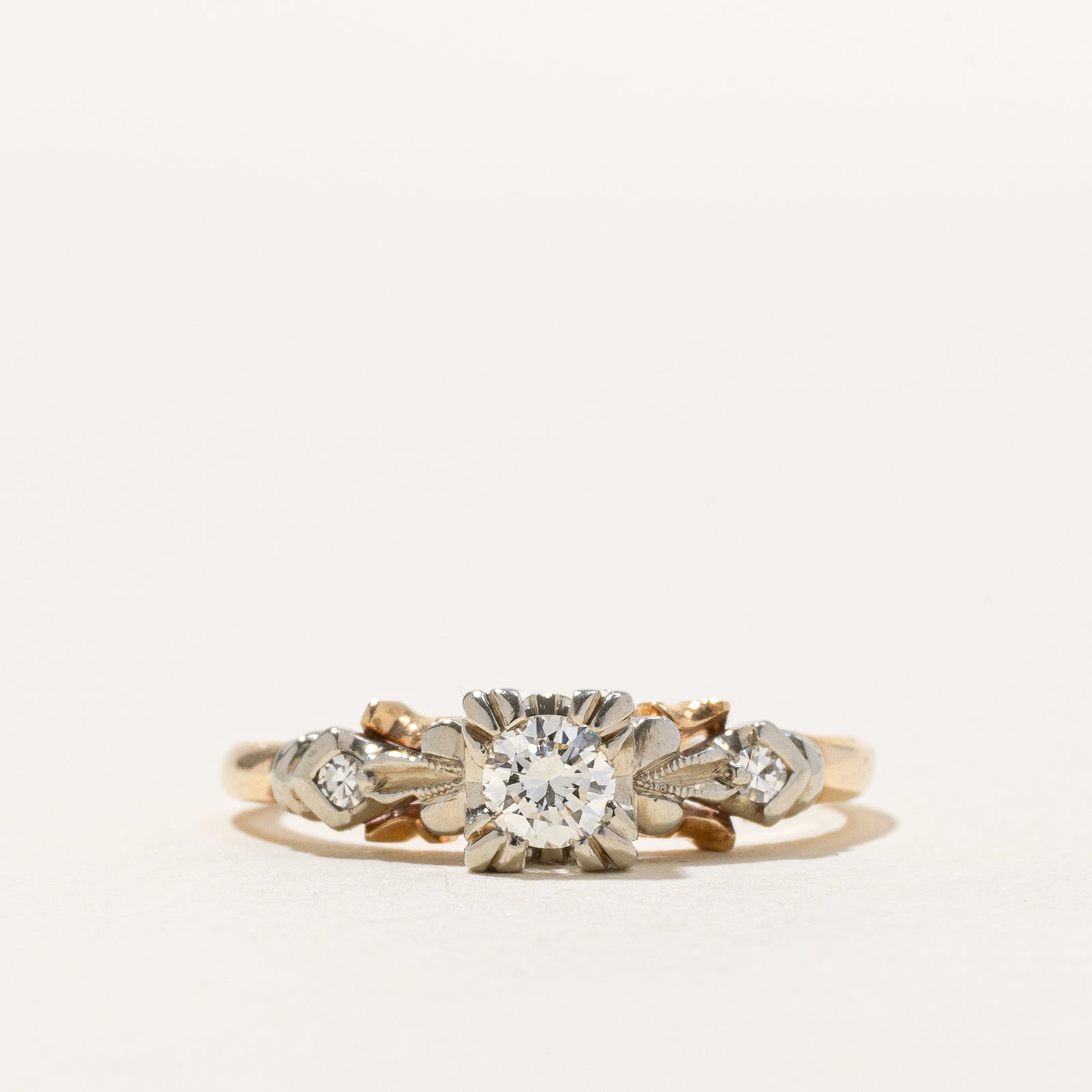 14K Two Tone Gold Illusion Set Diamond Ring | 0.24ctw | SZ 6