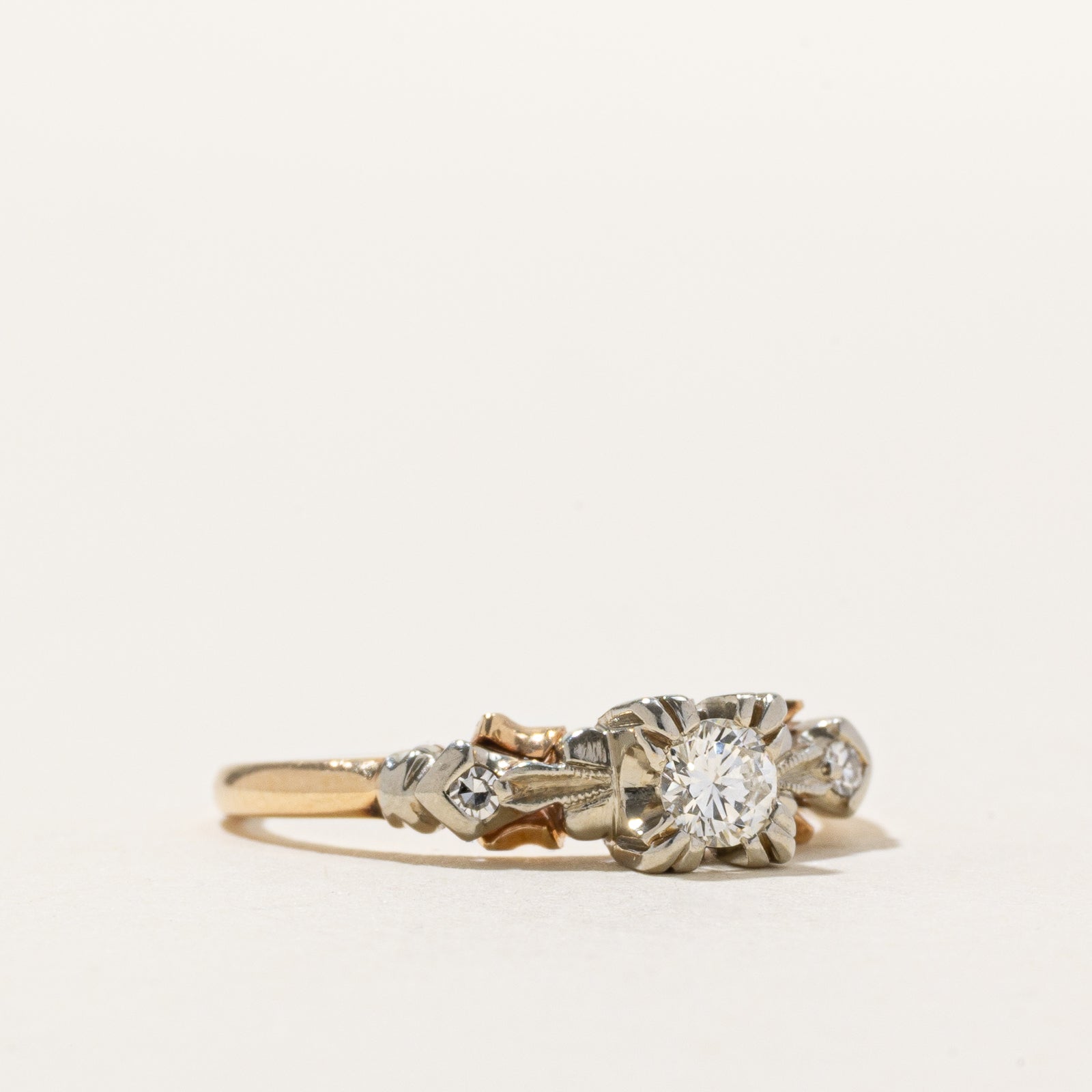 14K Two Tone Gold Illusion Set Diamond Ring | 0.24ctw | SZ 6