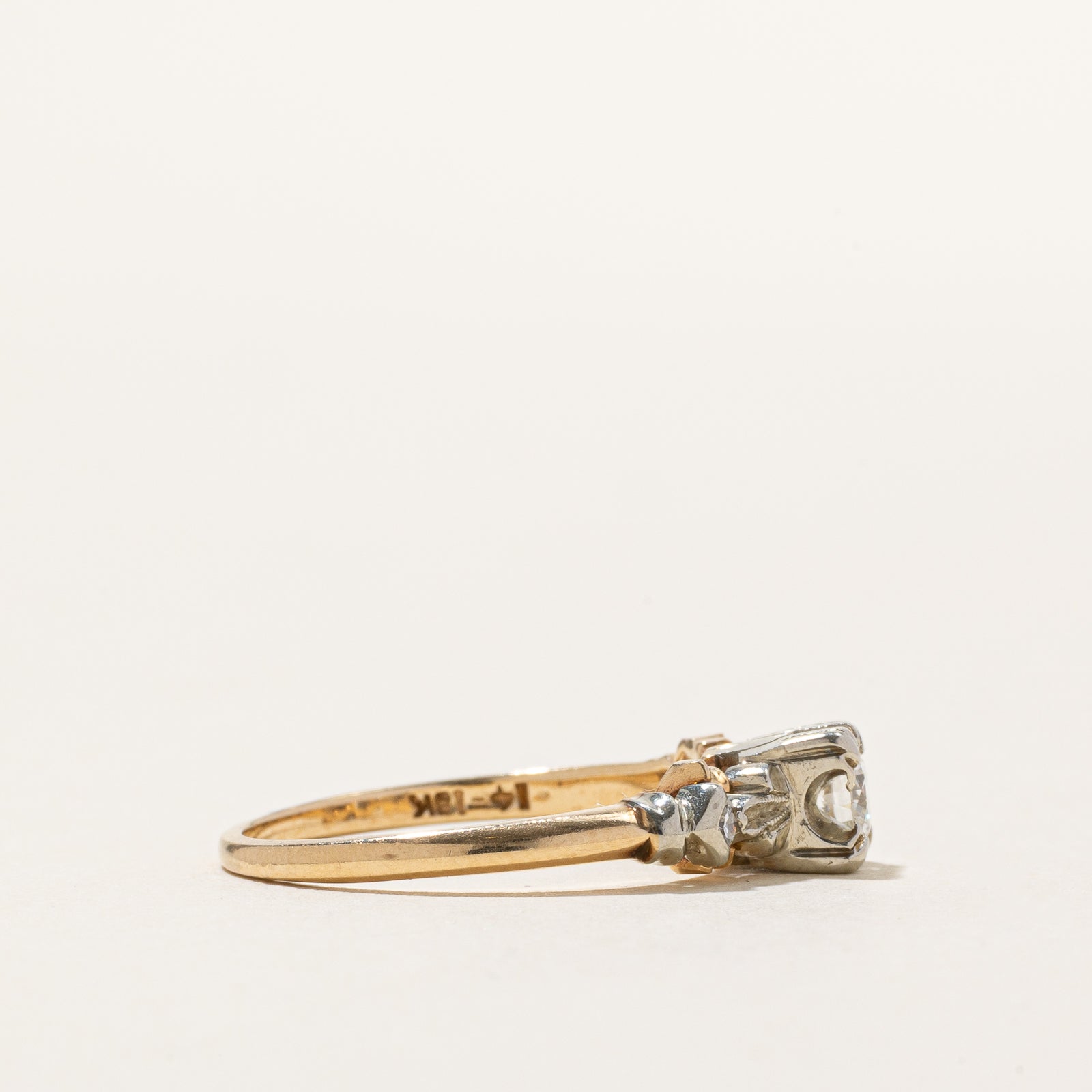 14K Two Tone Gold Illusion Set Diamond Ring | 0.24ctw | SZ 6
