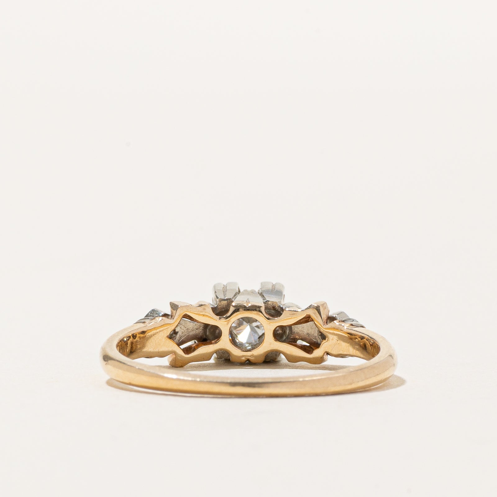 14K Two Tone Gold Illusion Set Diamond Ring | 0.24ctw | SZ 6