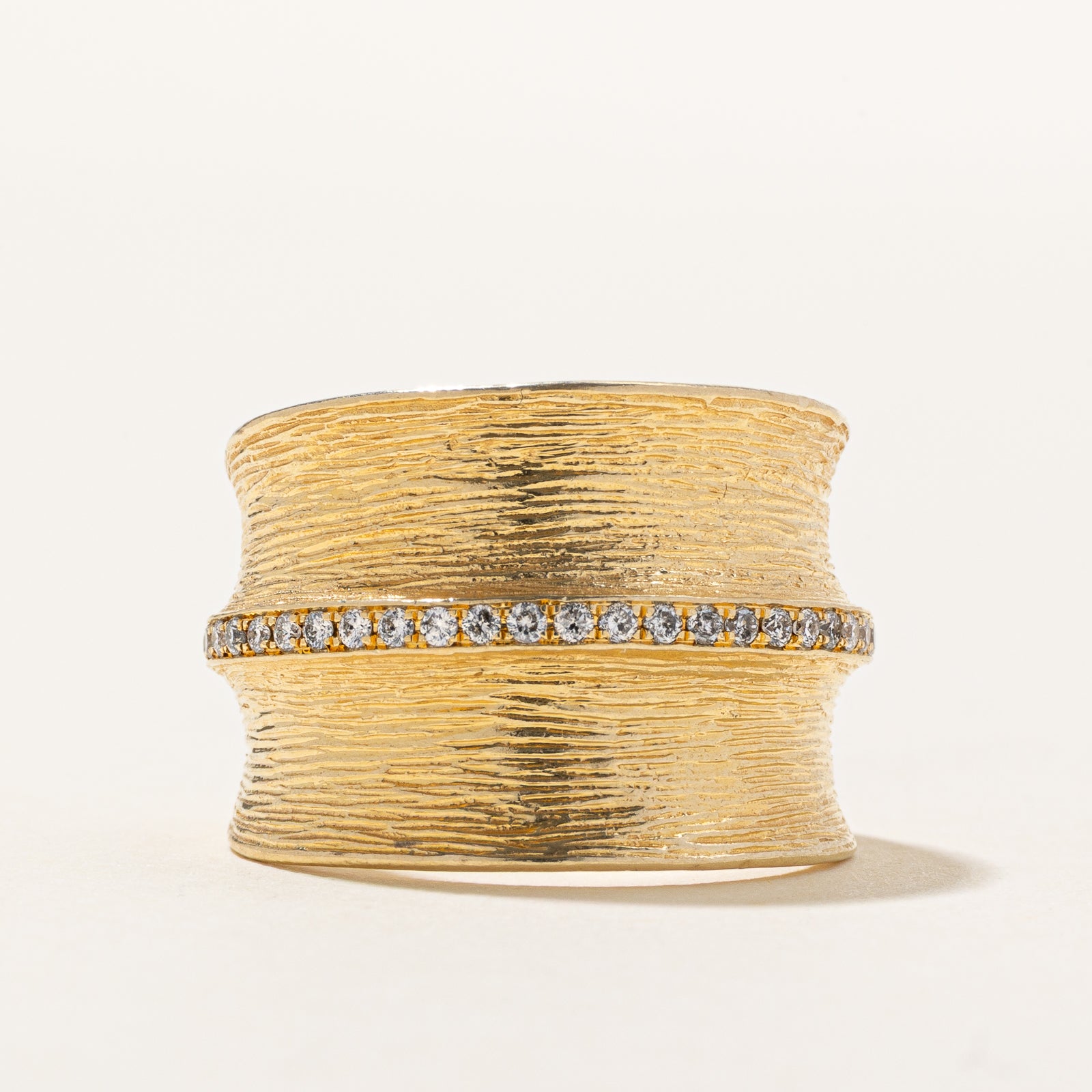 'Effy' D'Oro 14K Yellow Textured Gold Diamond Ring | 0.20ctw | SZ 6