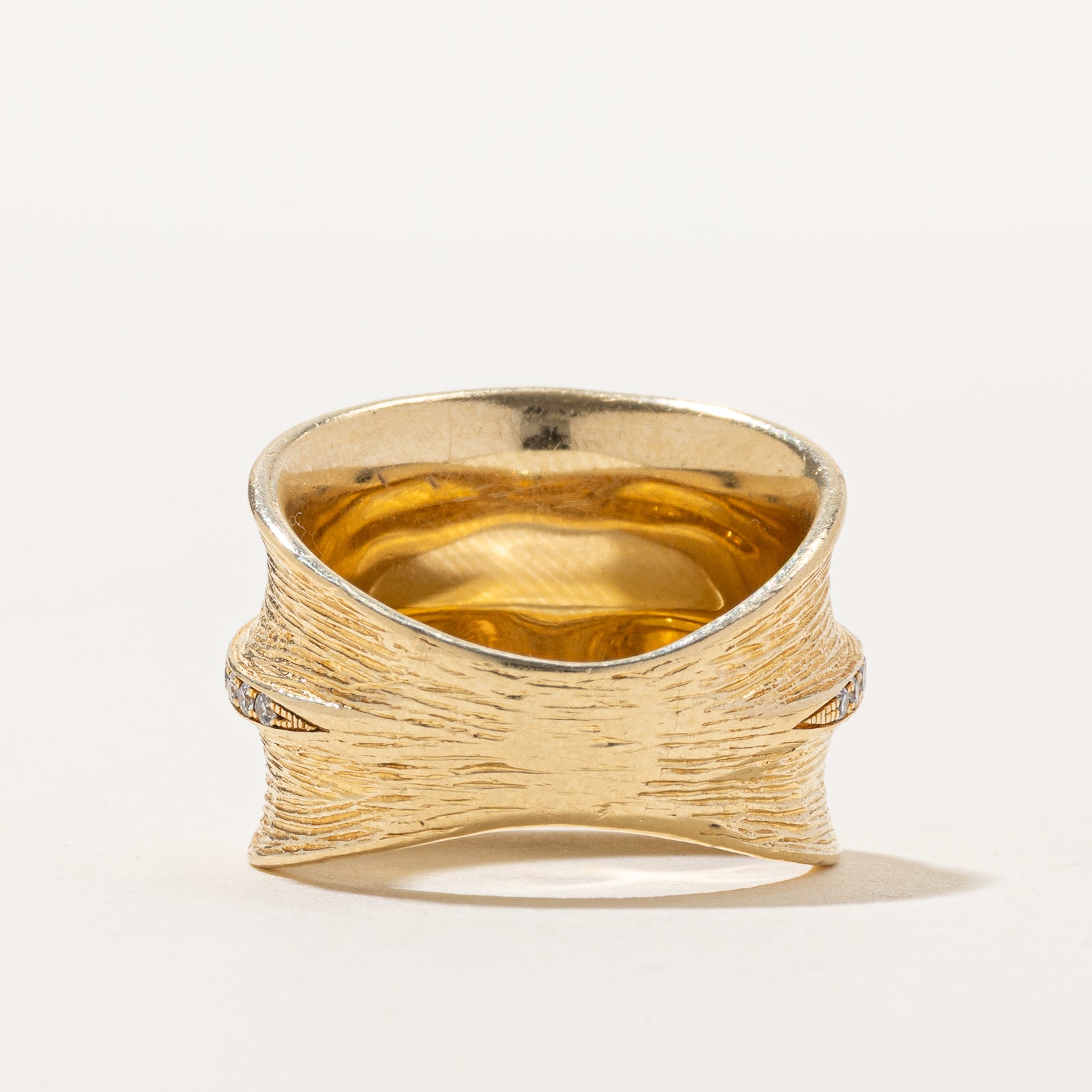 'Effy' D'Oro 14K Yellow Textured Gold Diamond Ring | 0.20ctw | SZ 6