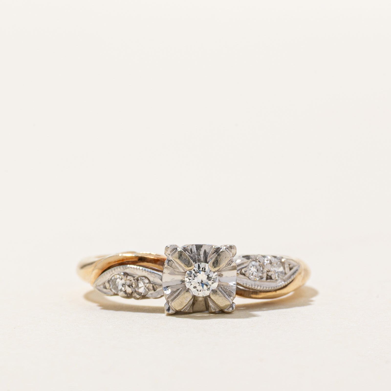 14K Two Tone Gold Illusion Set Diamond Ring | 0.11ctw | SZ 5