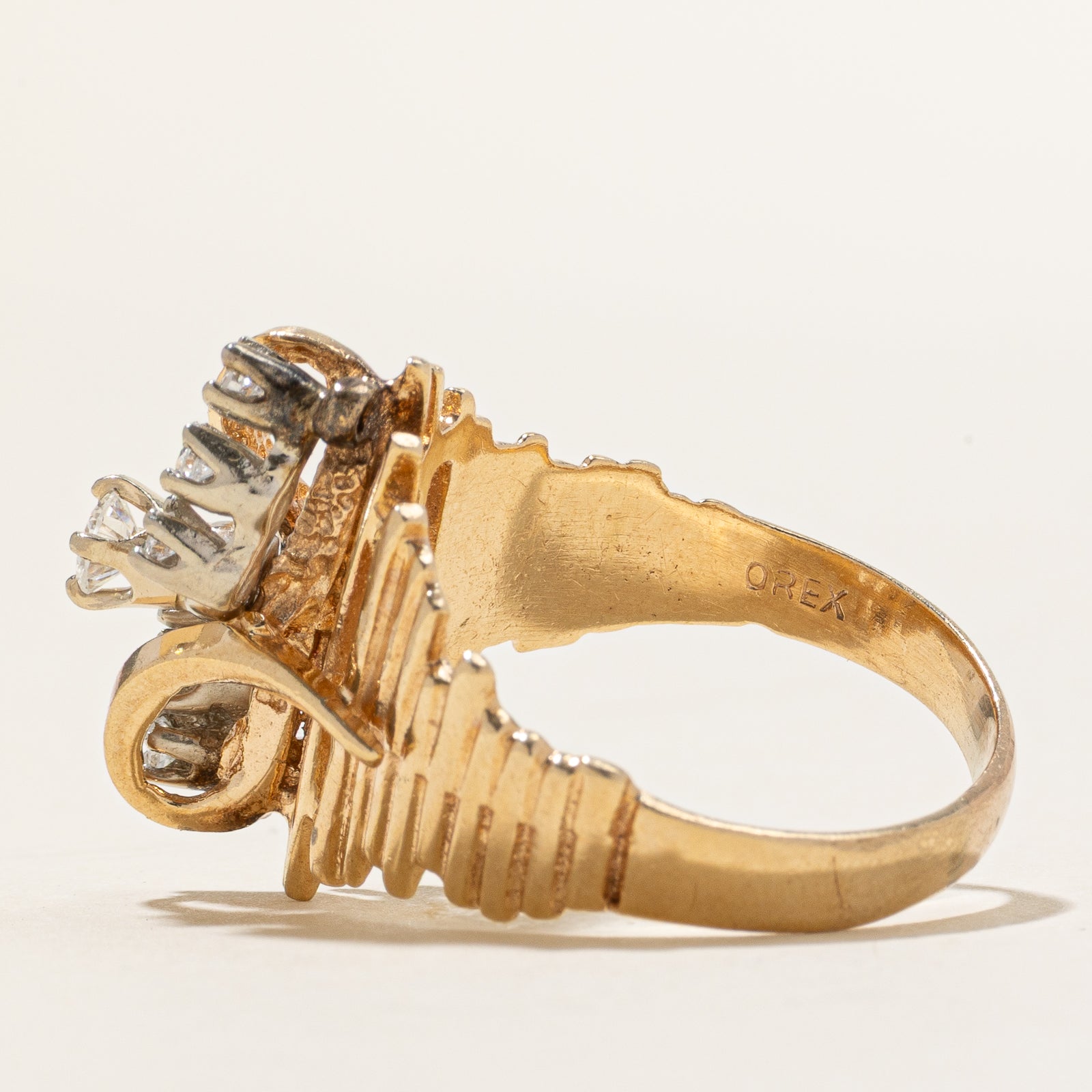 10K Diamond Grooved Cocktail Ring | 0.31ctw | SZ 10