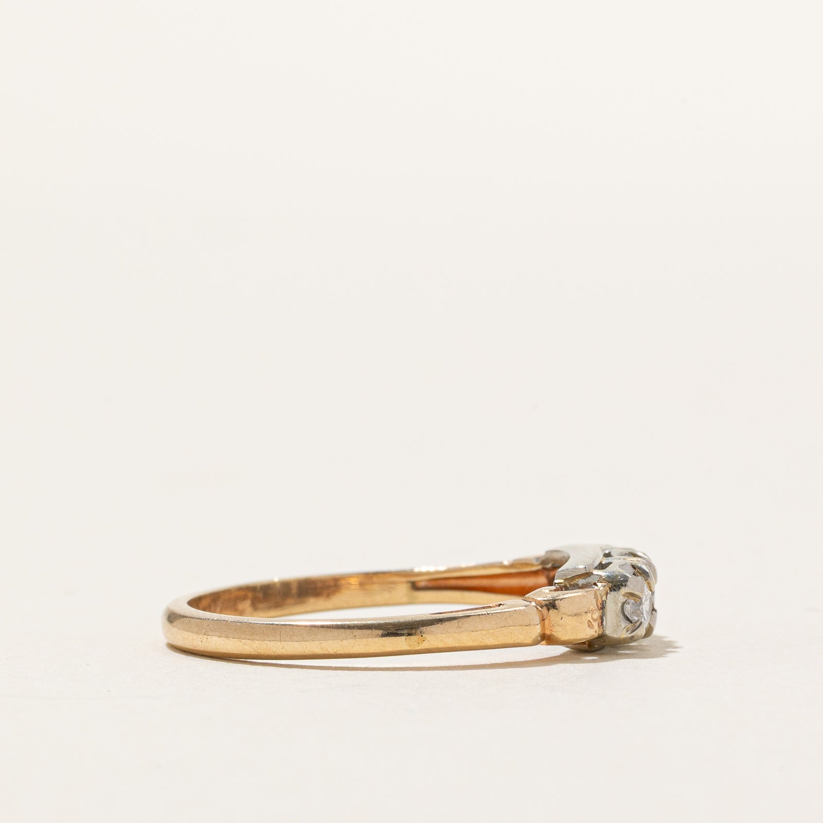 10K Two Tone Gold Three Stone Diamond Ring | 0.20ctw | SZ 6.5