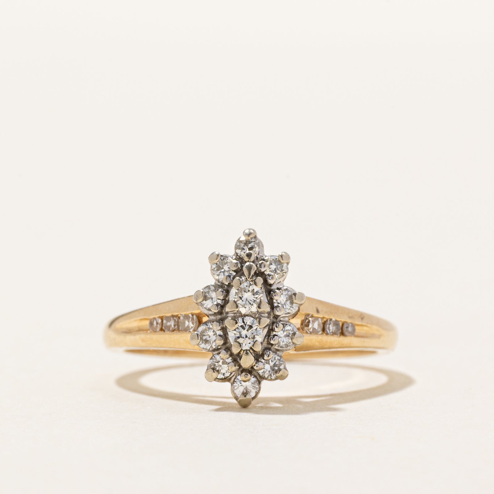 14K Marquise Shaped Diamond Cluster Petal Ring | 0.31ctw | SZ 5.25