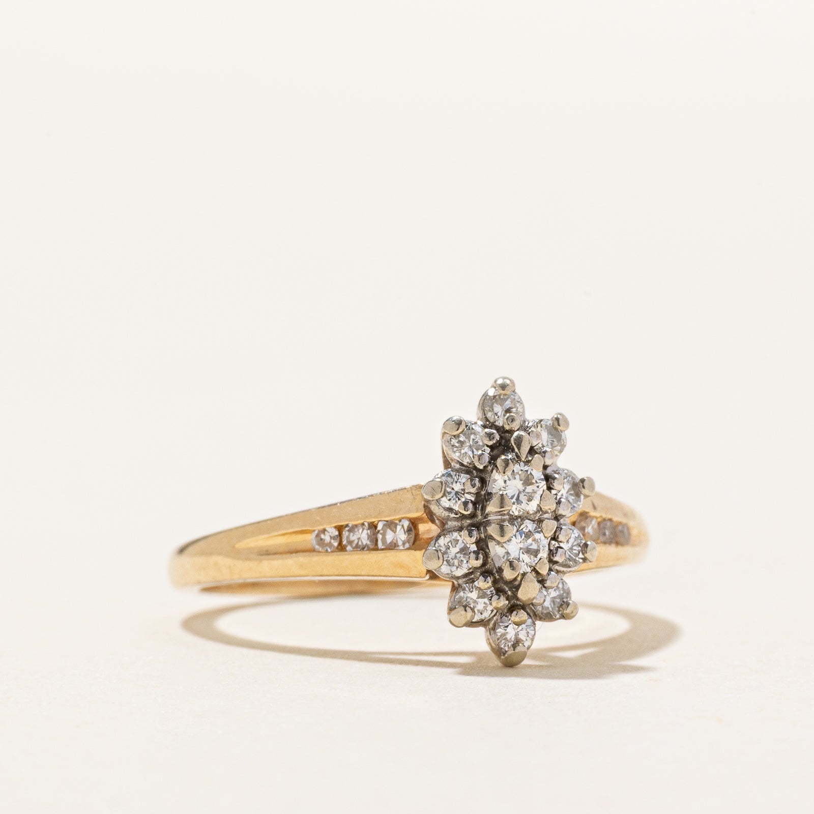 14K Marquise Shaped Diamond Cluster Petal Ring | 0.31ctw | SZ 5.25