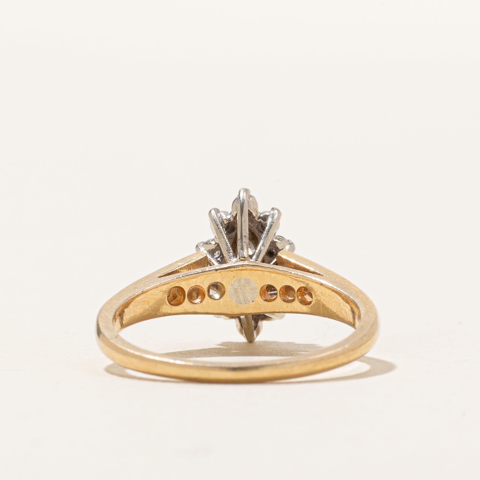 14K Marquise Shaped Diamond Cluster Petal Ring | 0.31ctw | SZ 5.25