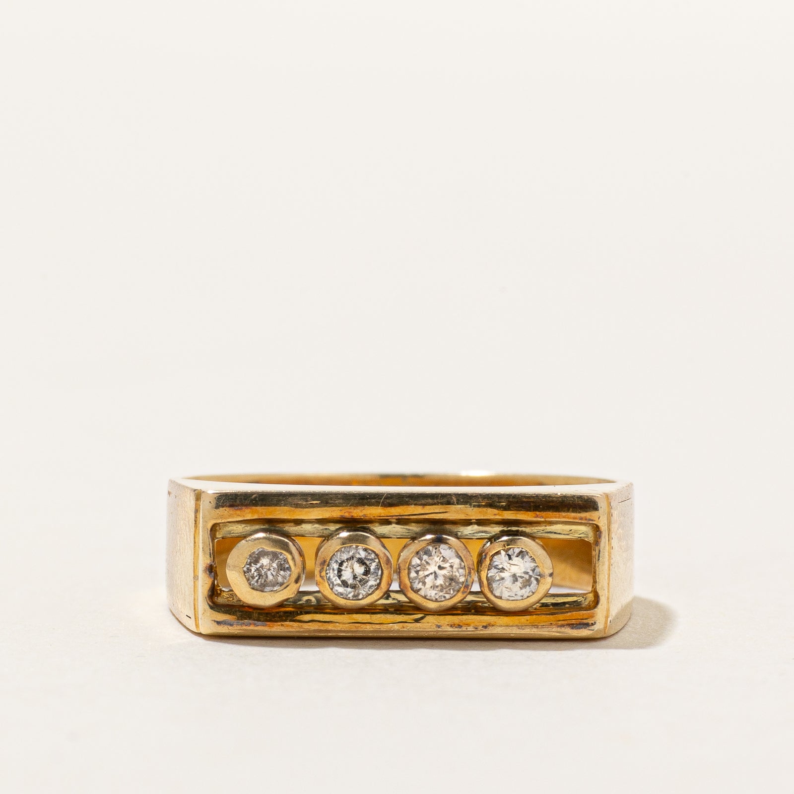 14K Four Stone Kinetic Diamond Ring | 0.15ctw | SZ 6