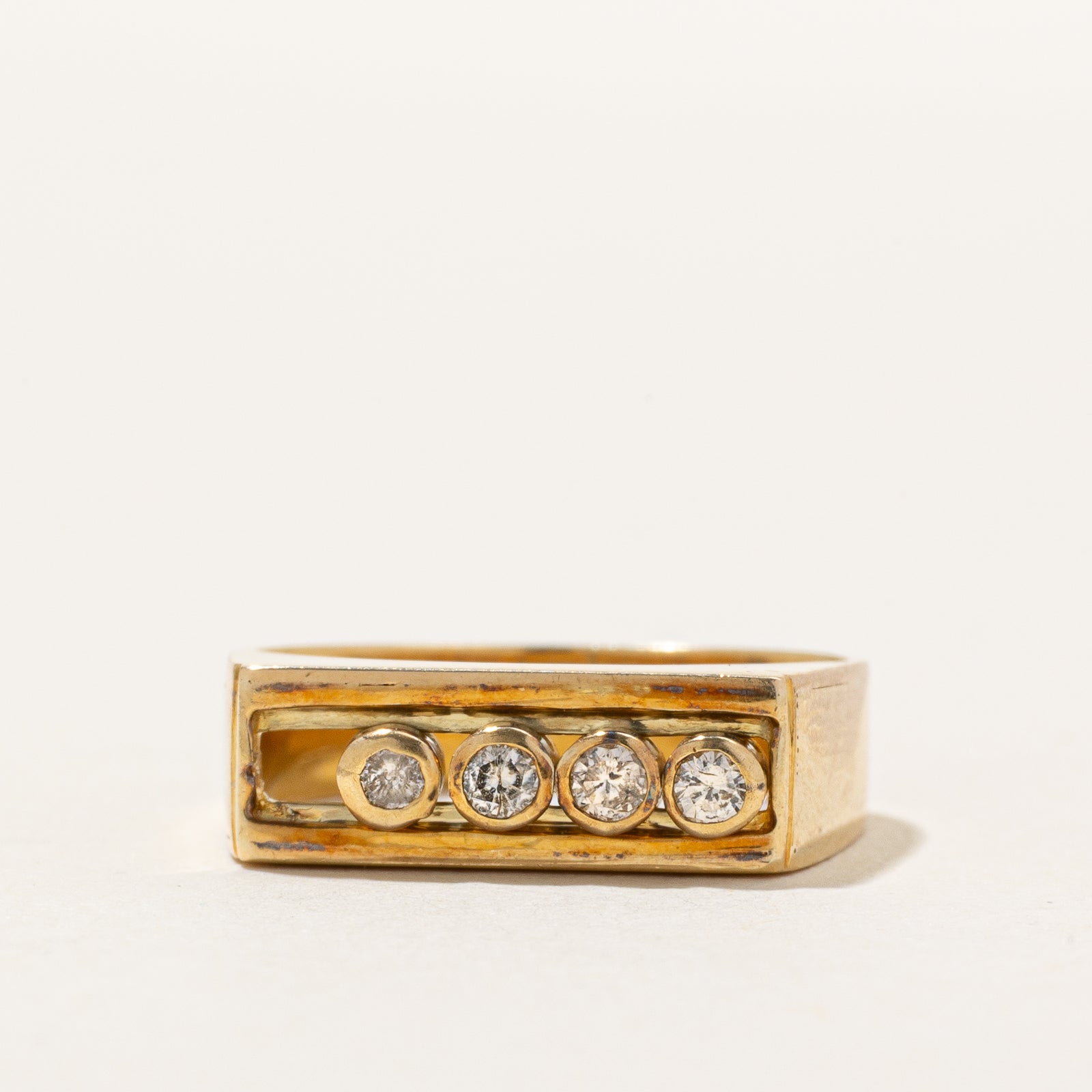 14K Four Stone Kinetic Diamond Ring | 0.15ctw | SZ 6