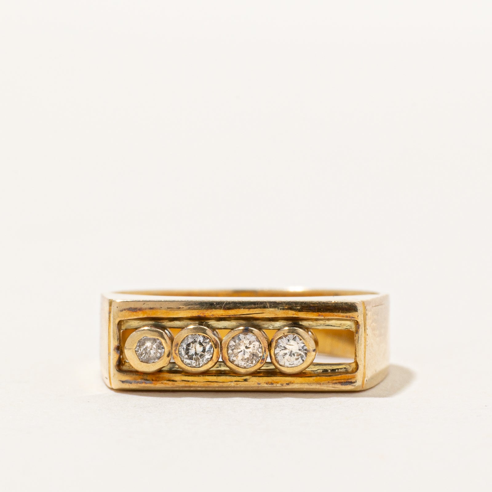 14K Four Stone Kinetic Diamond Ring | 0.15ctw | SZ 6