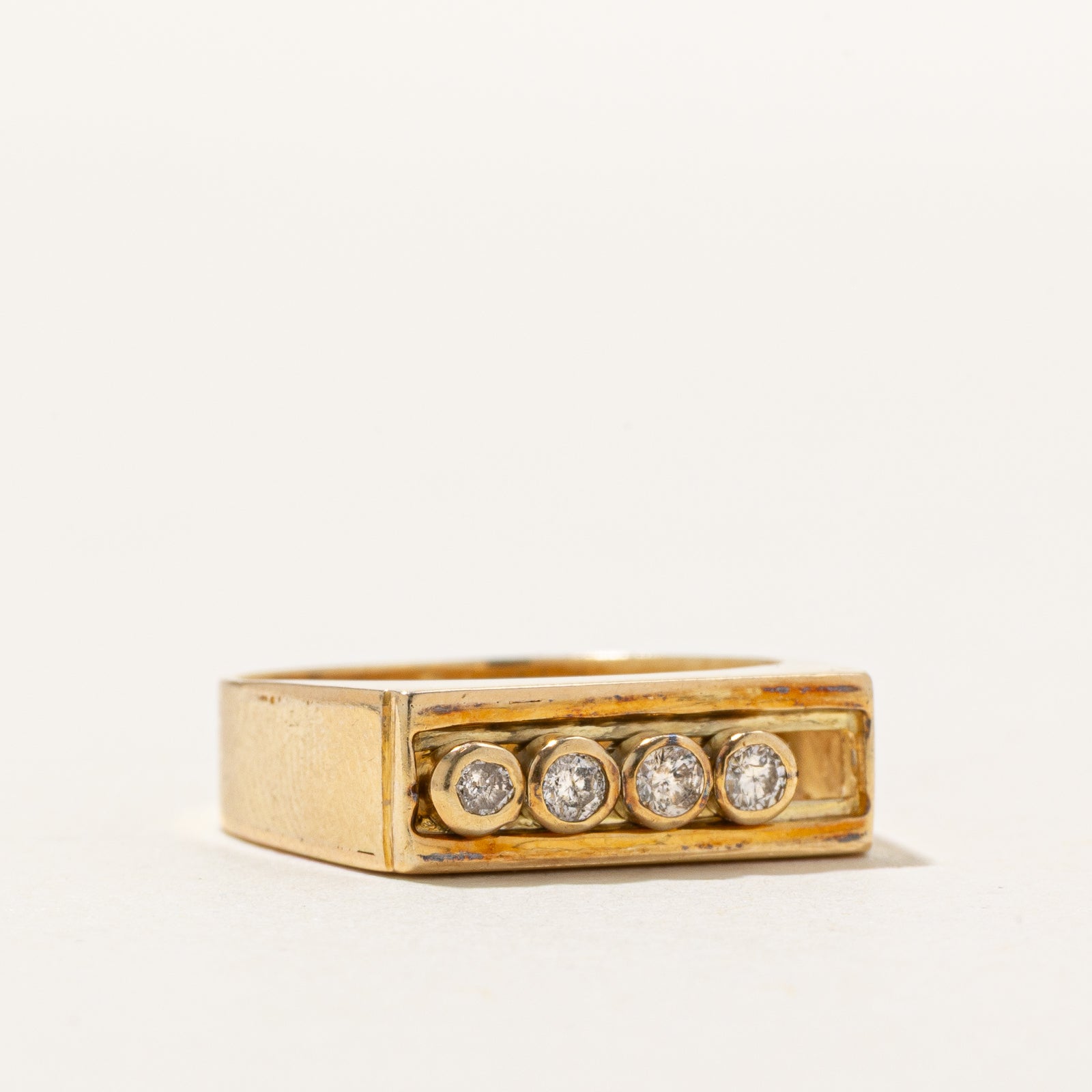 14K Four Stone Kinetic Diamond Ring | 0.15ctw | SZ 6