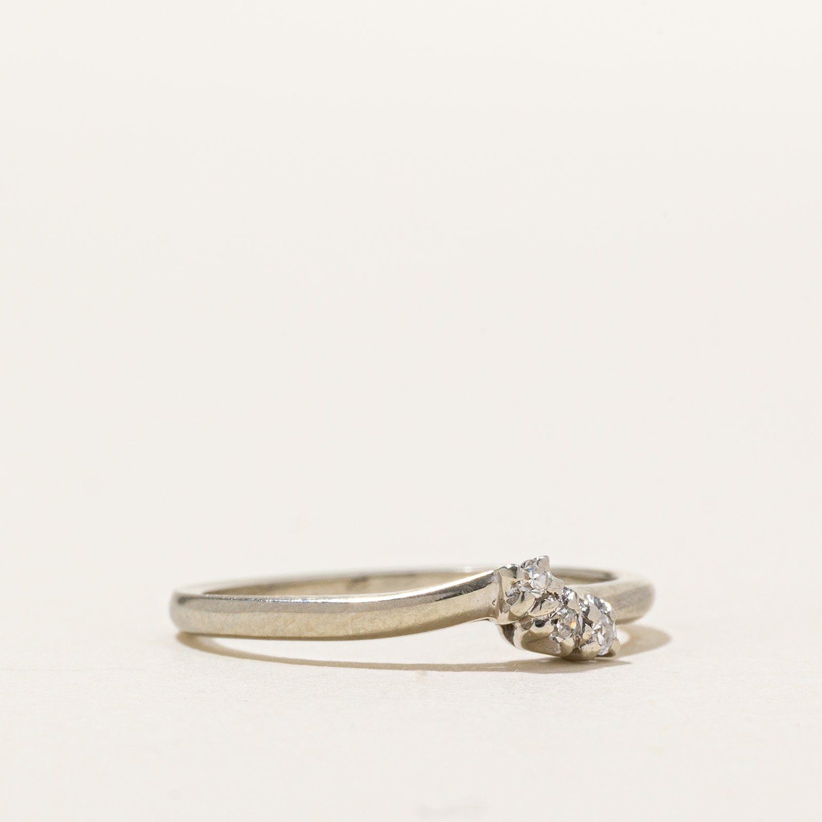 18K Three Stone Diamond Petite Bypass Ring | 0.05ctw | SZ 5.75