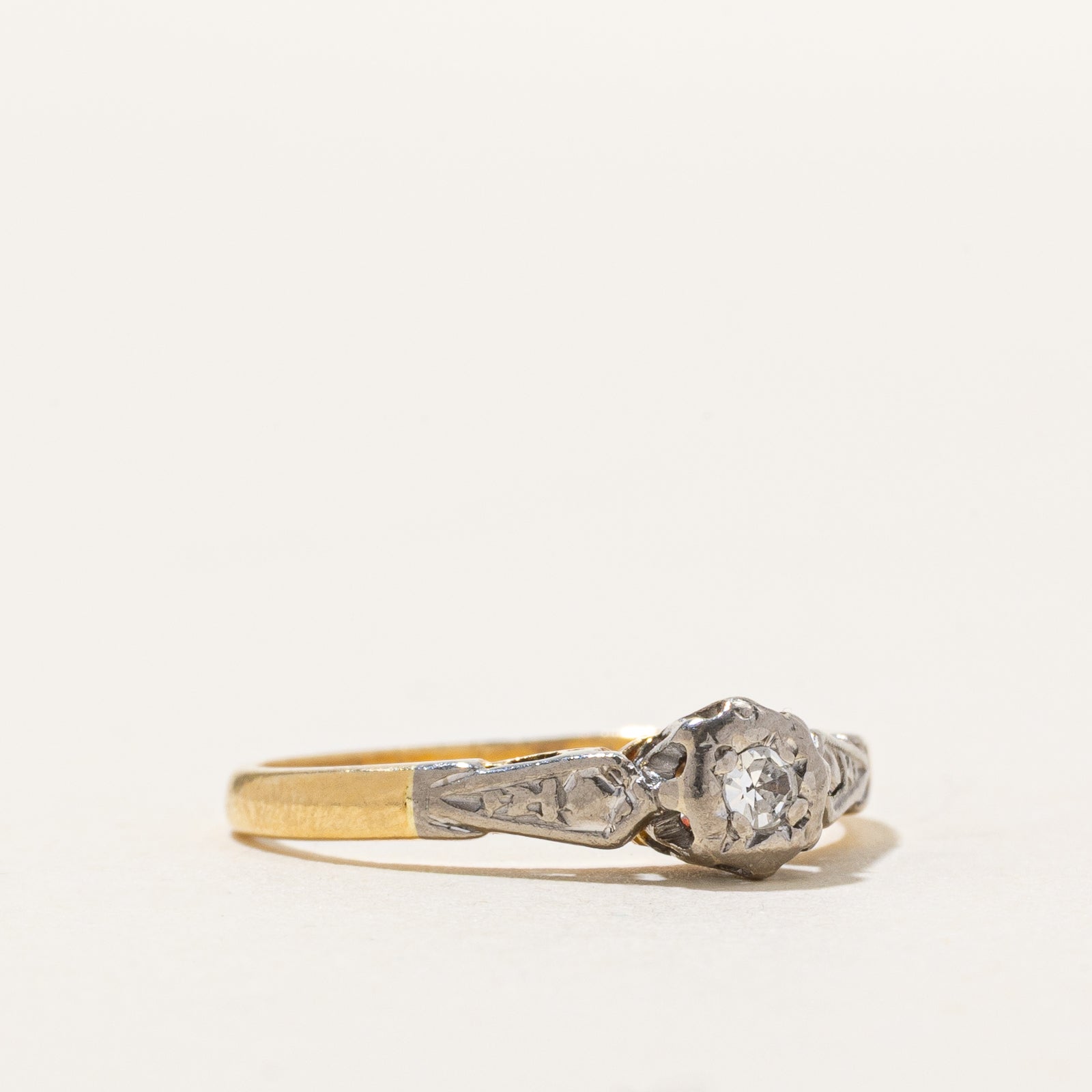 Antique 14K Solitaire Diamond Ring | 0.04ct | SZ 5.25