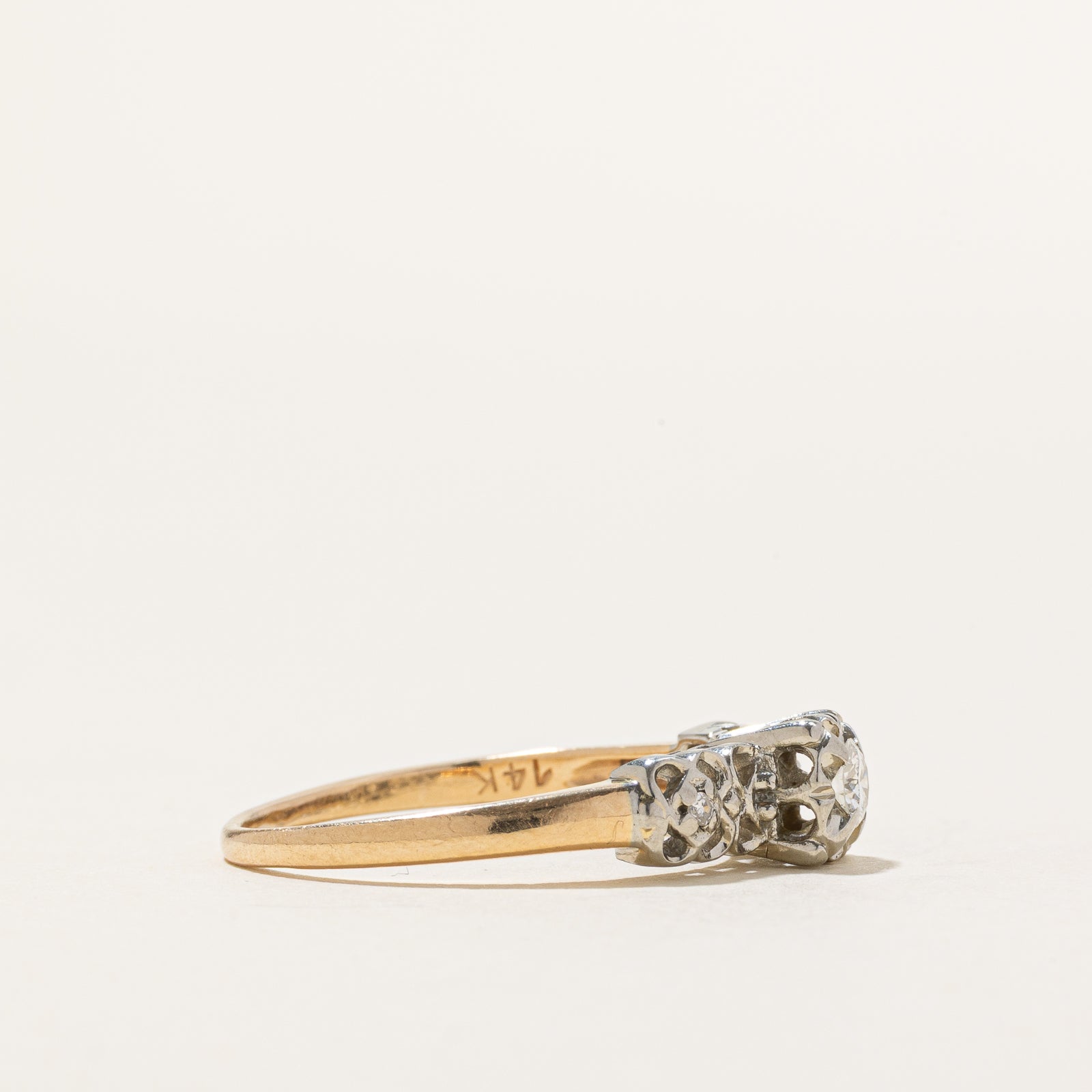 14K Two Tone Gold Illusion Set Diamond Ring | 0.15ctw | SZ 7.75
