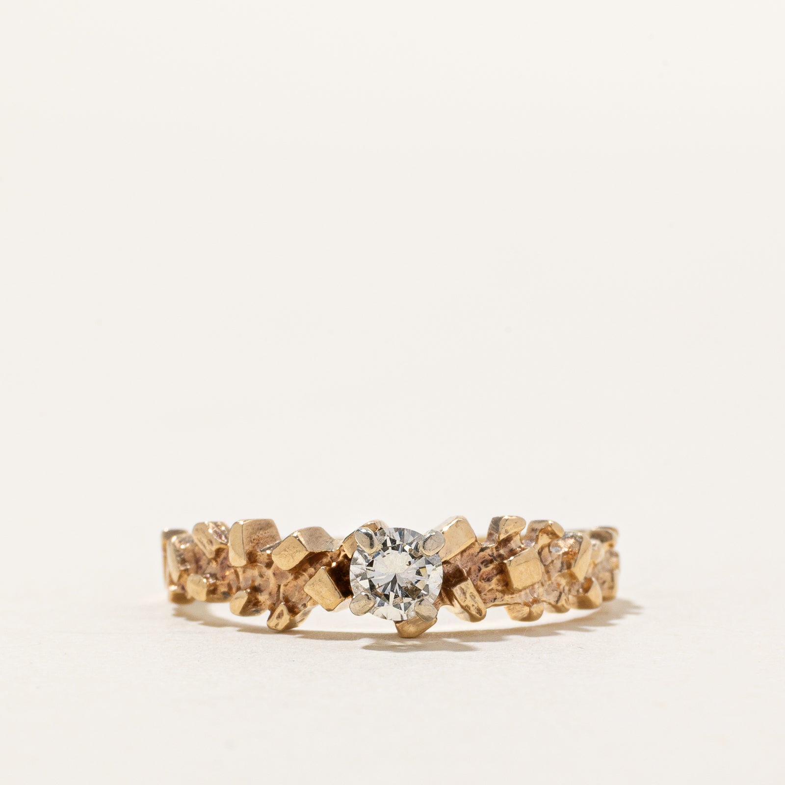 14K Solitaire Diamond Textured Ring | 0.21ct | SZ 7.25