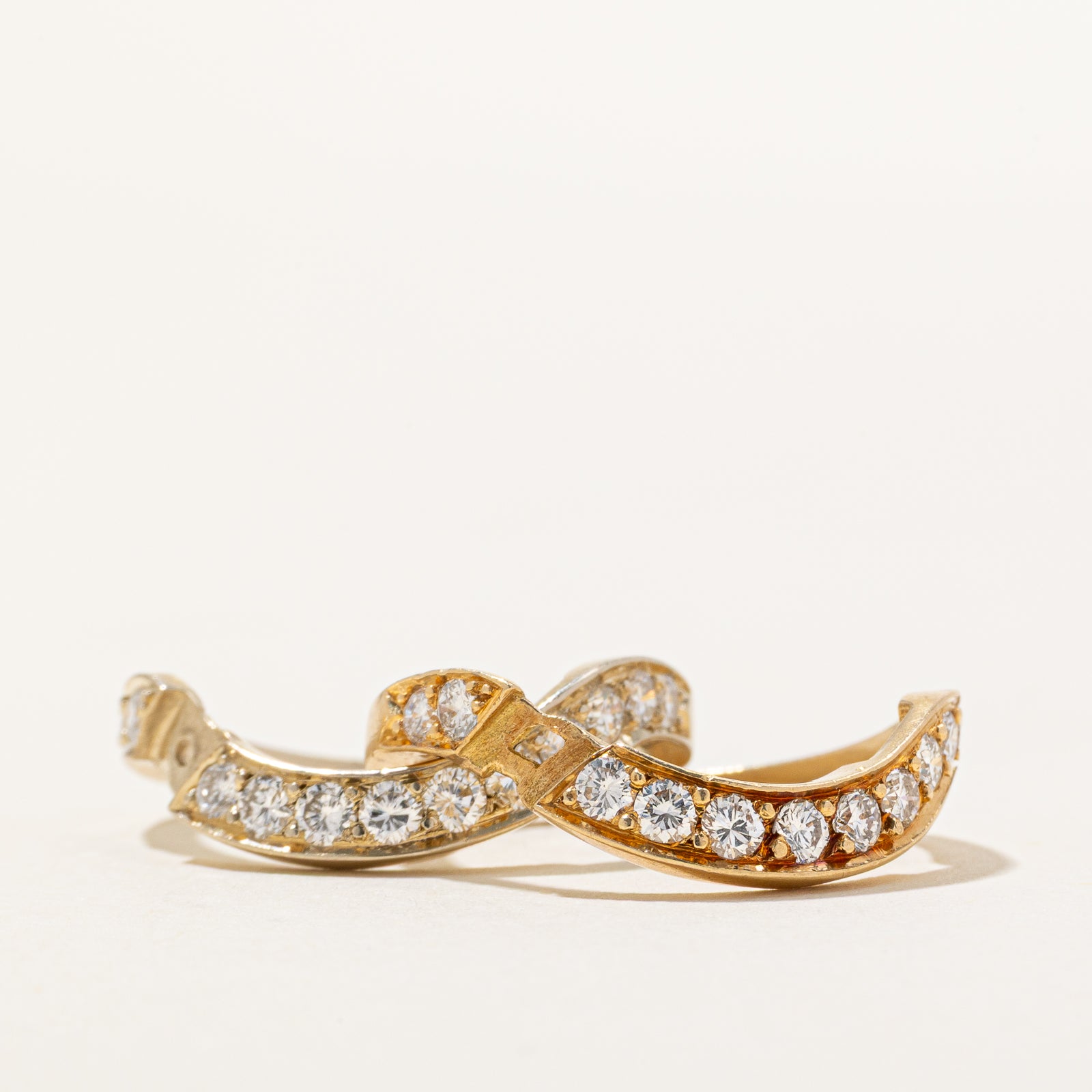 18K Semi Eternity Diamond Double Cross Over Ring | 0.84ctw | SZ 6.5
