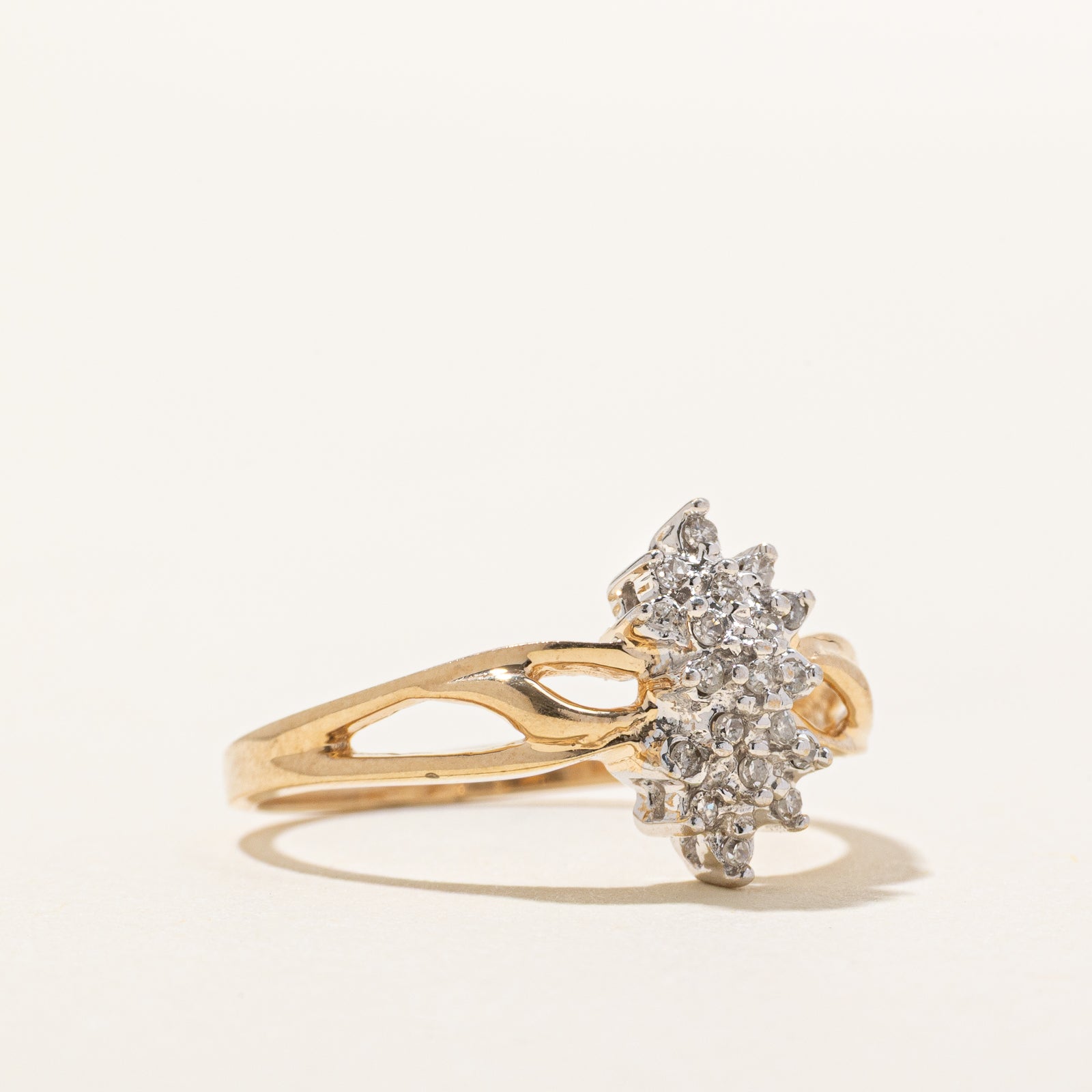 10K Marquise Shaped Diamond Cluster Ring | 0.10ctw | SZ 7