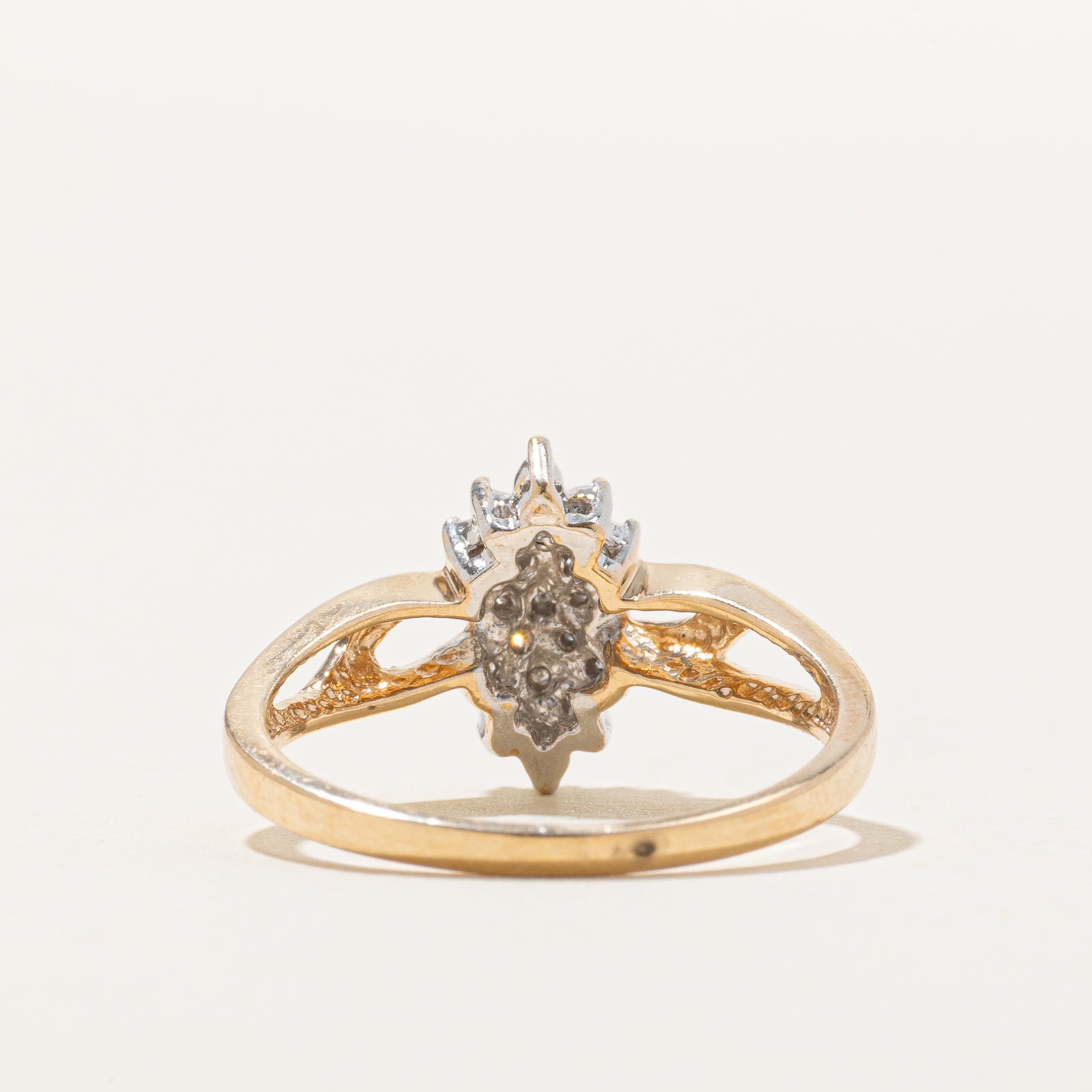 10K Marquise Shaped Diamond Cluster Ring | 0.10ctw | SZ 7
