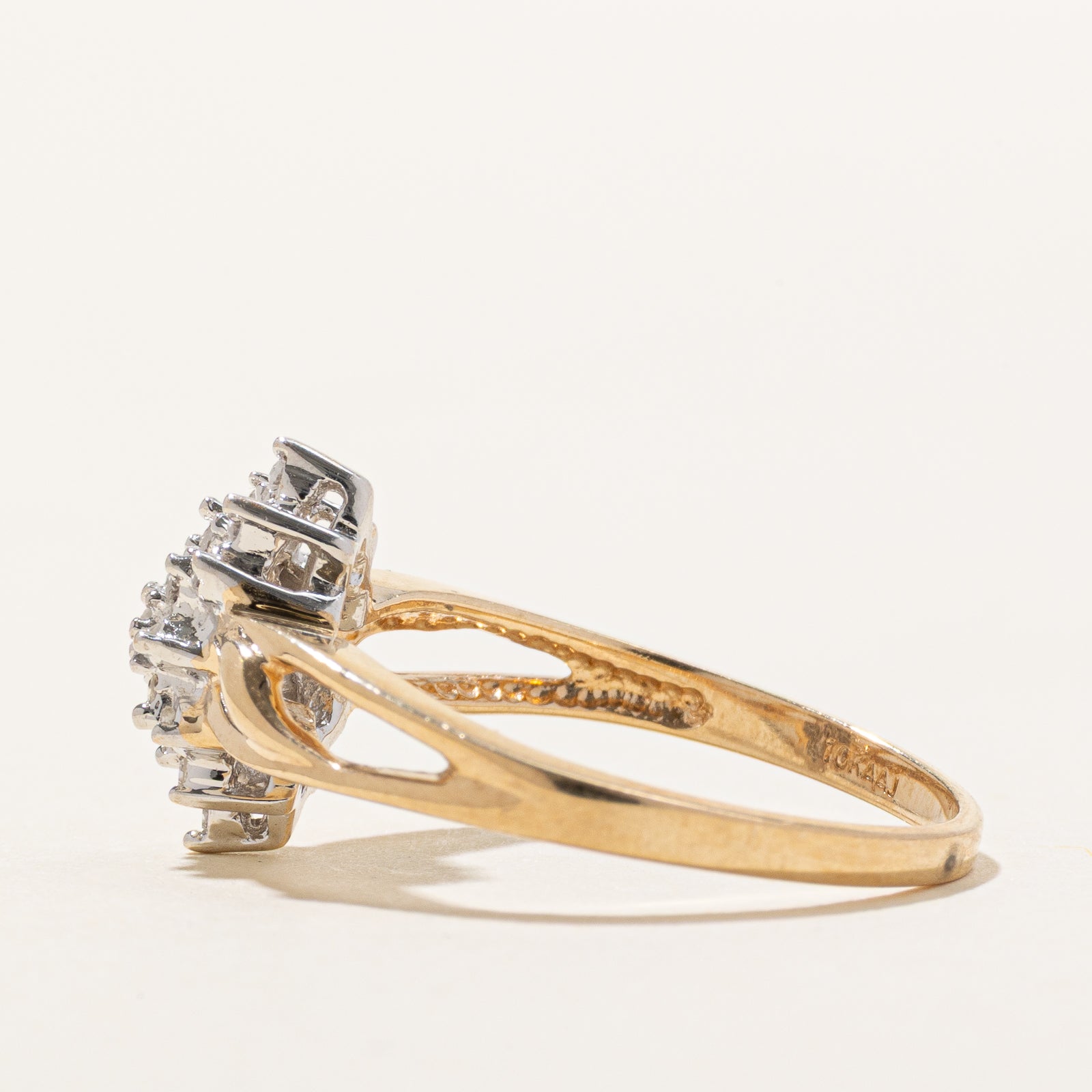 10K Marquise Shaped Diamond Cluster Ring | 0.10ctw | SZ 7