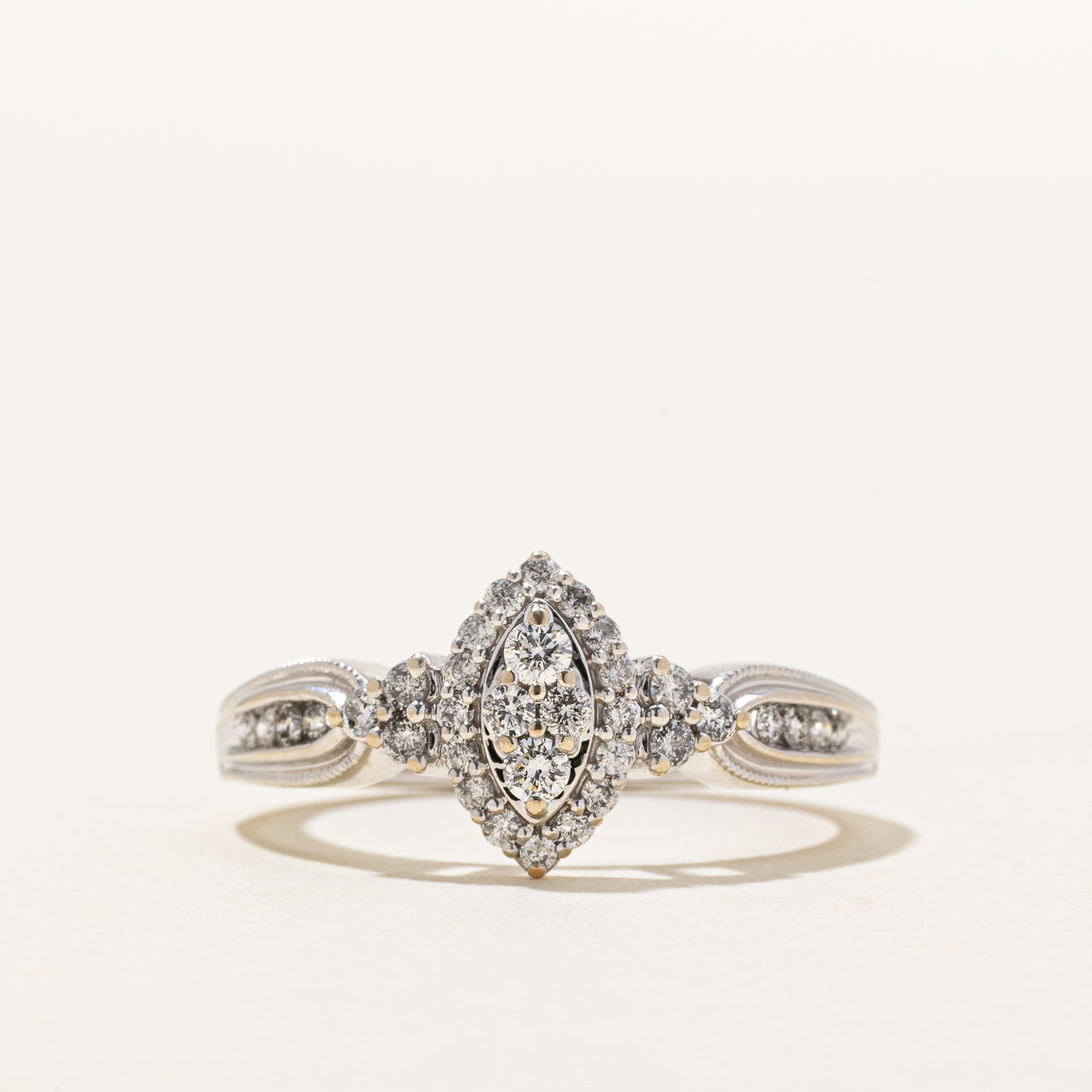 14K Marquise Shaped Diamond Cluster Ring | 0.33ctw | SZ 7