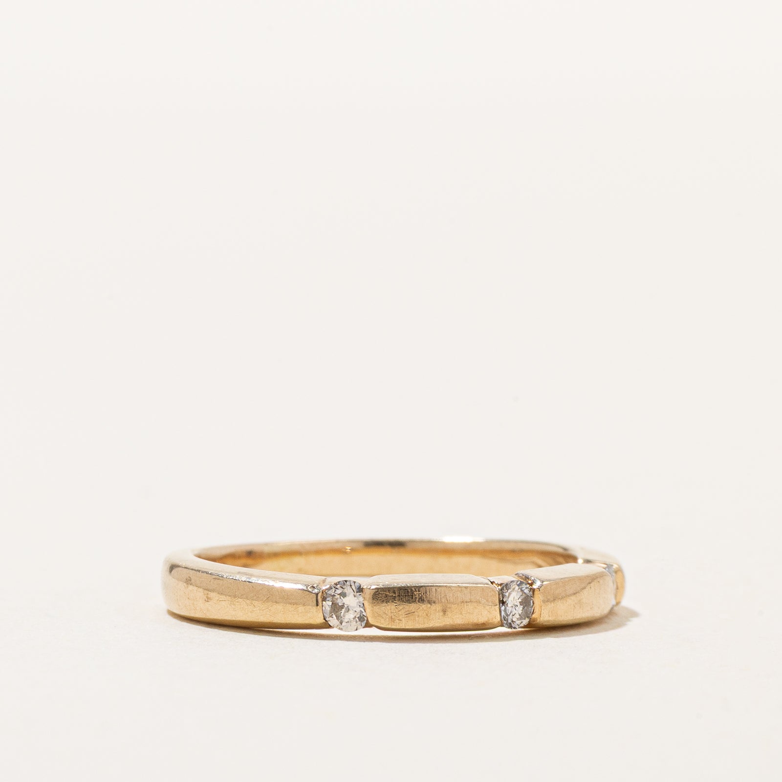 10K Flush Set Three Stone Diamond Band | 0.10ctw | SZ 5