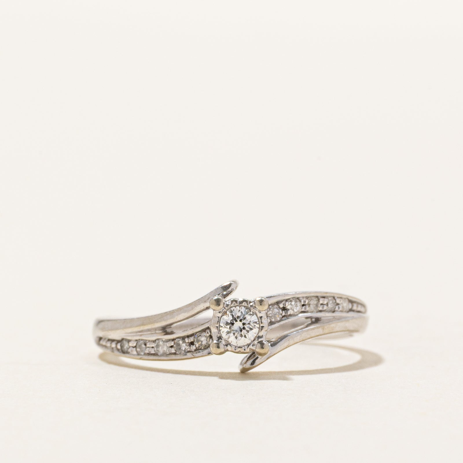10K Diamond Accented Bypass Ring | 0.10ctw | SZ 4.25