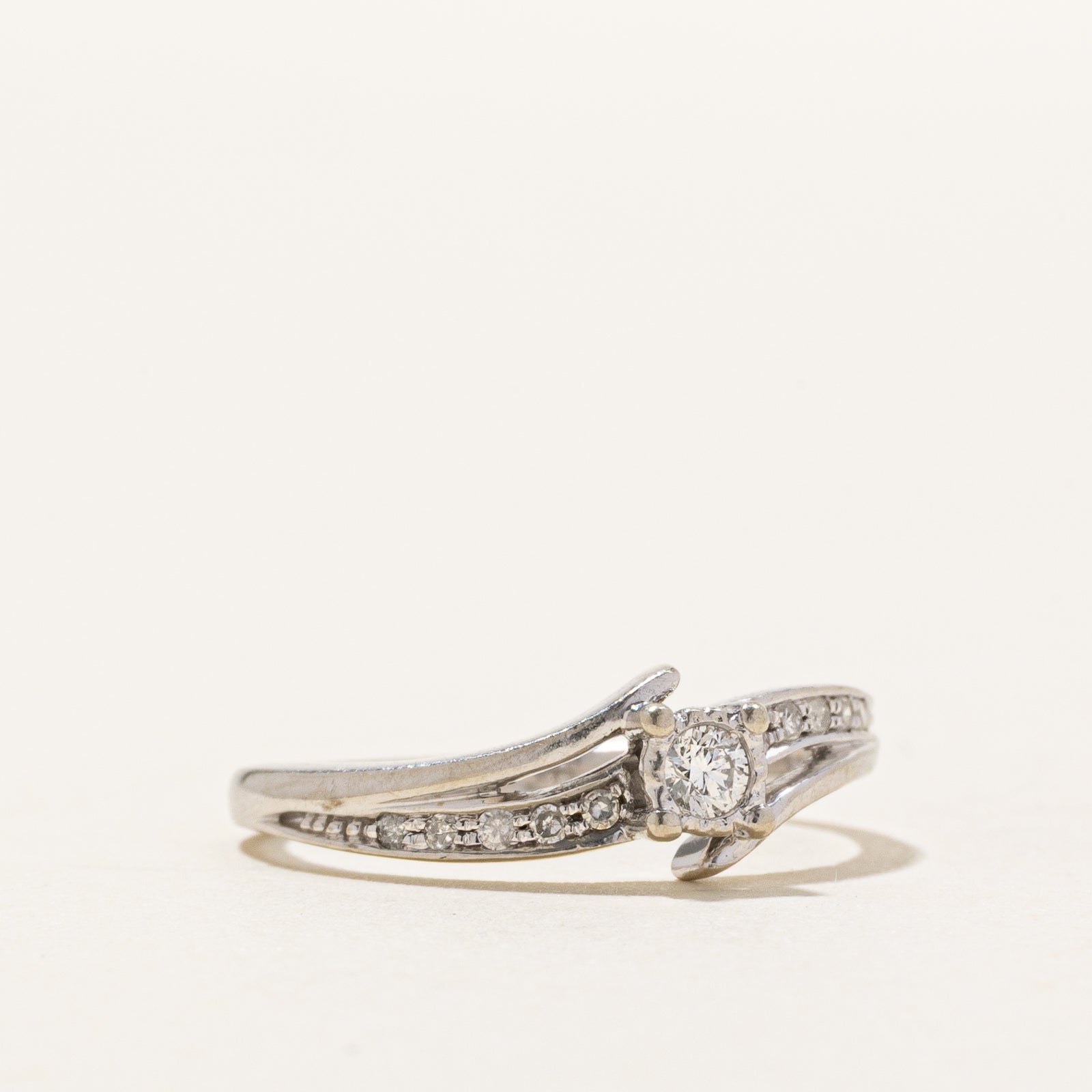 10K Diamond Accented Bypass Ring | 0.10ctw | SZ 4.25