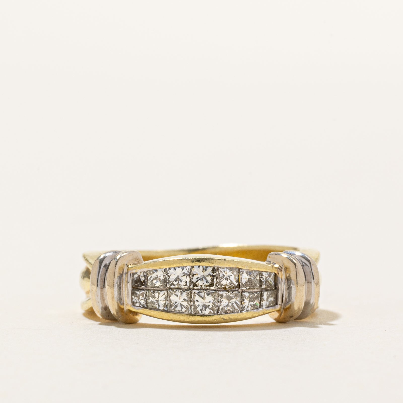 18K Double Row Diamond Grooved Ring | 0.60ctw | SZ 6.25