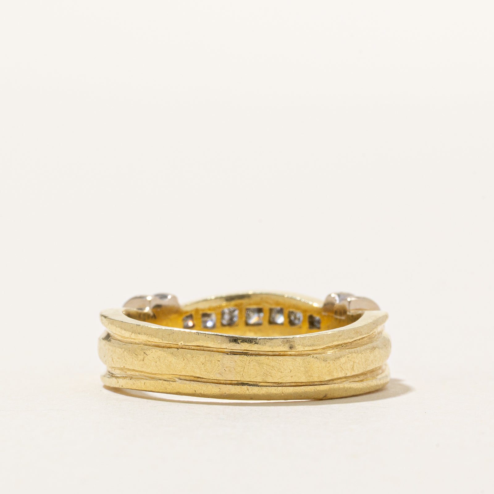 18K Double Row Diamond Grooved Ring | 0.60ctw | SZ 6.25