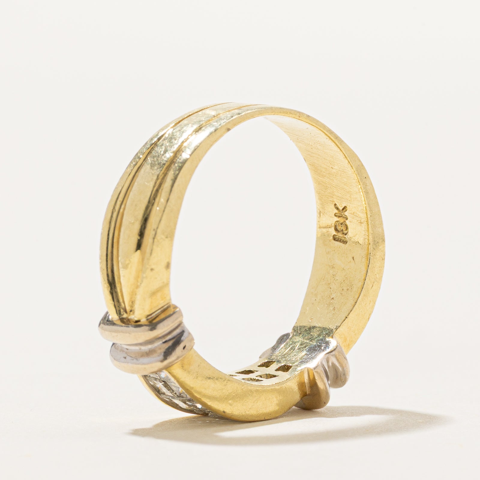 18K Double Row Diamond Grooved Ring | 0.60ctw | SZ 6.25
