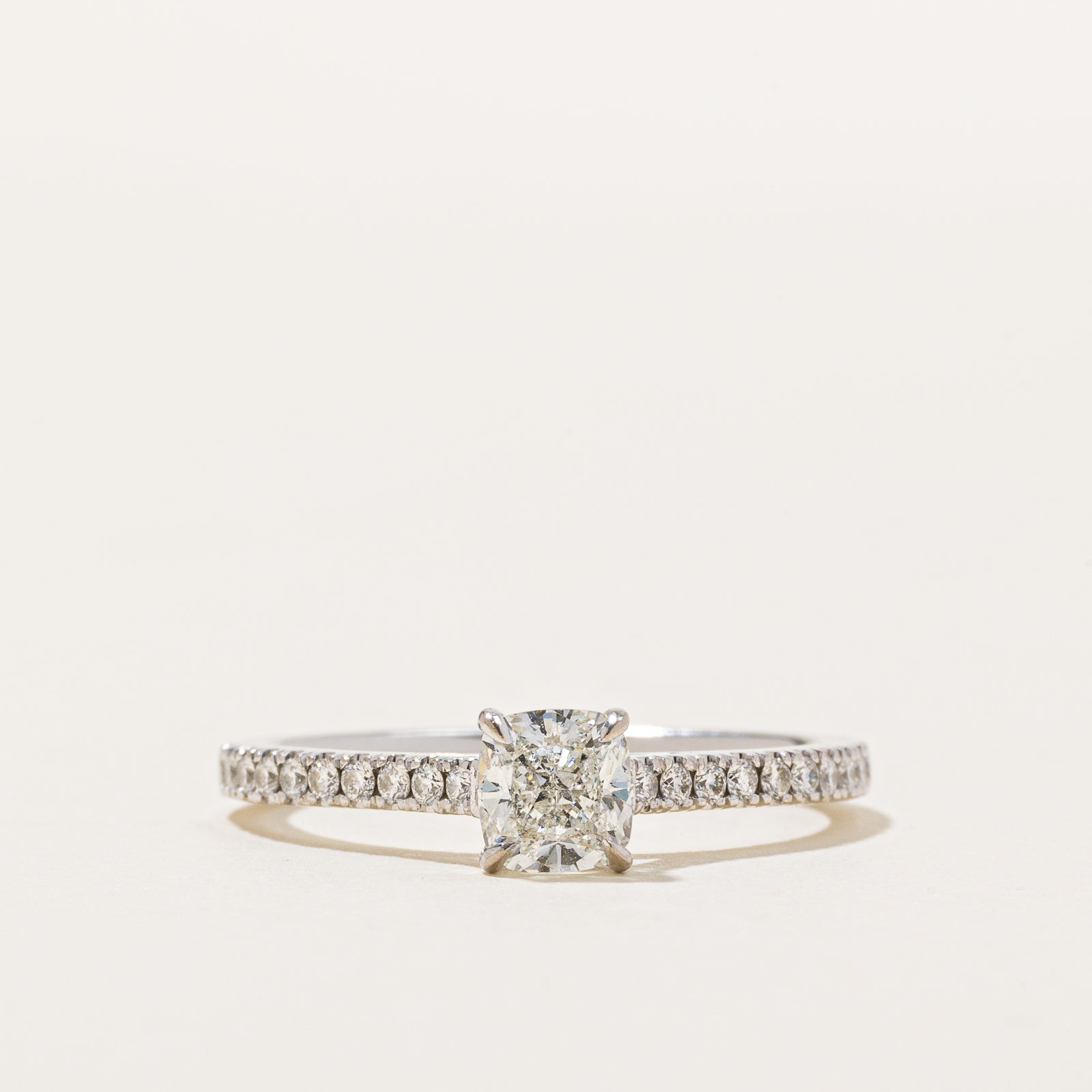 GIA Certified Cushion Cut Diamond Engagement Ring | 0.88ctw | SZ 7.5