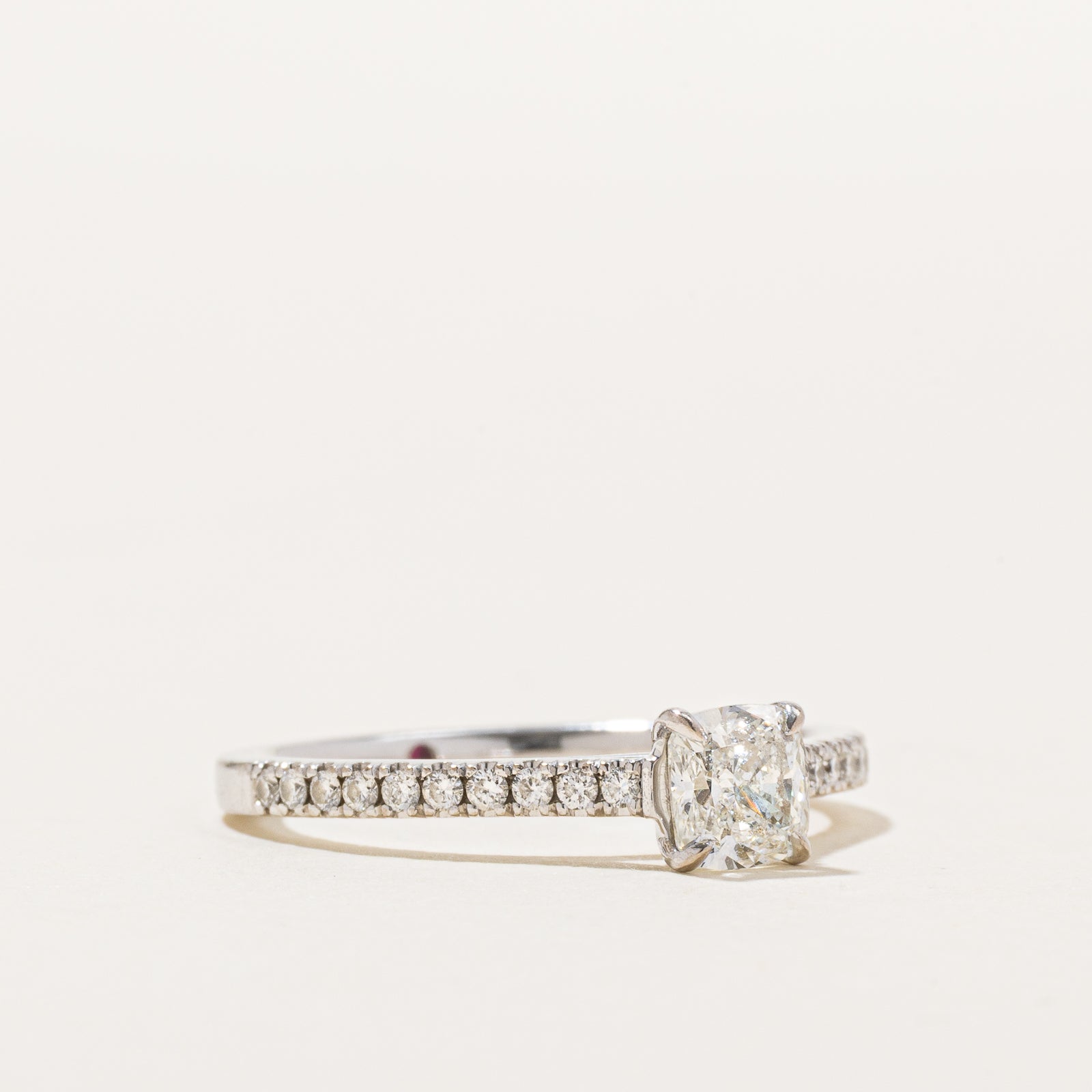 GIA Certified Cushion Cut Diamond Engagement Ring | 0.88ctw | SZ 7.5
