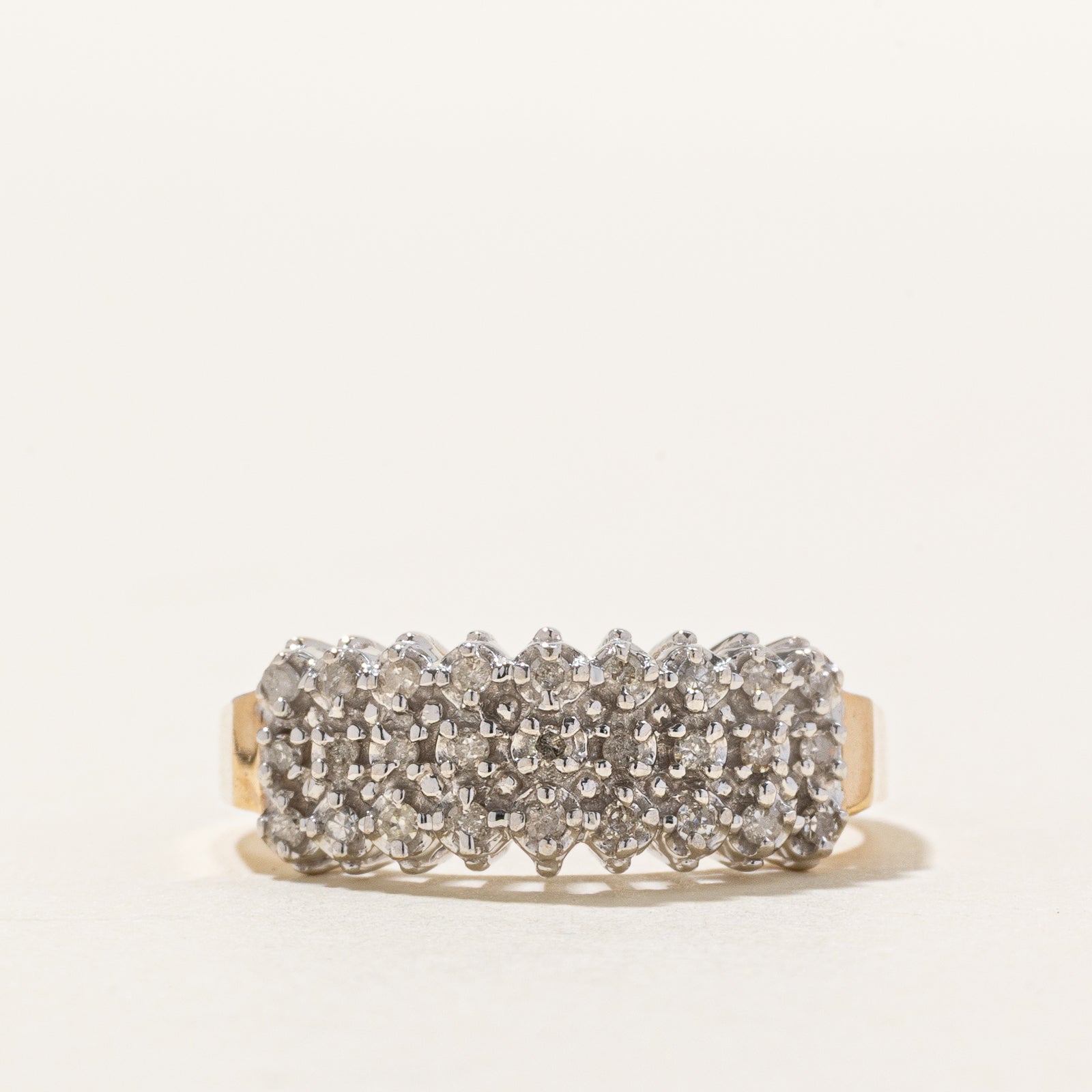 10K High Set Multi Row Diamond Ring | 0.20ctw | SZ 7