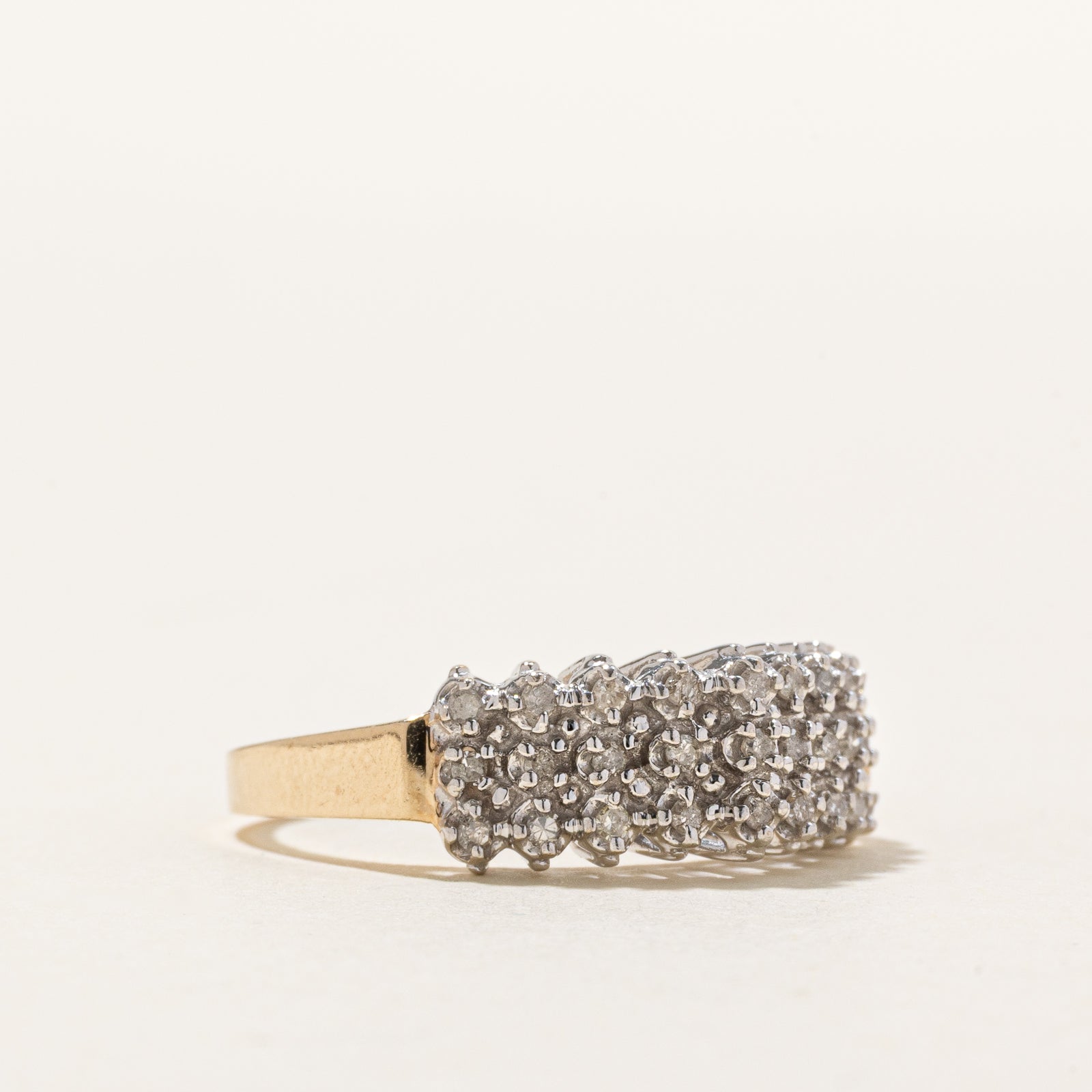 10K High Set Multi Row Diamond Ring | 0.20ctw | SZ 7