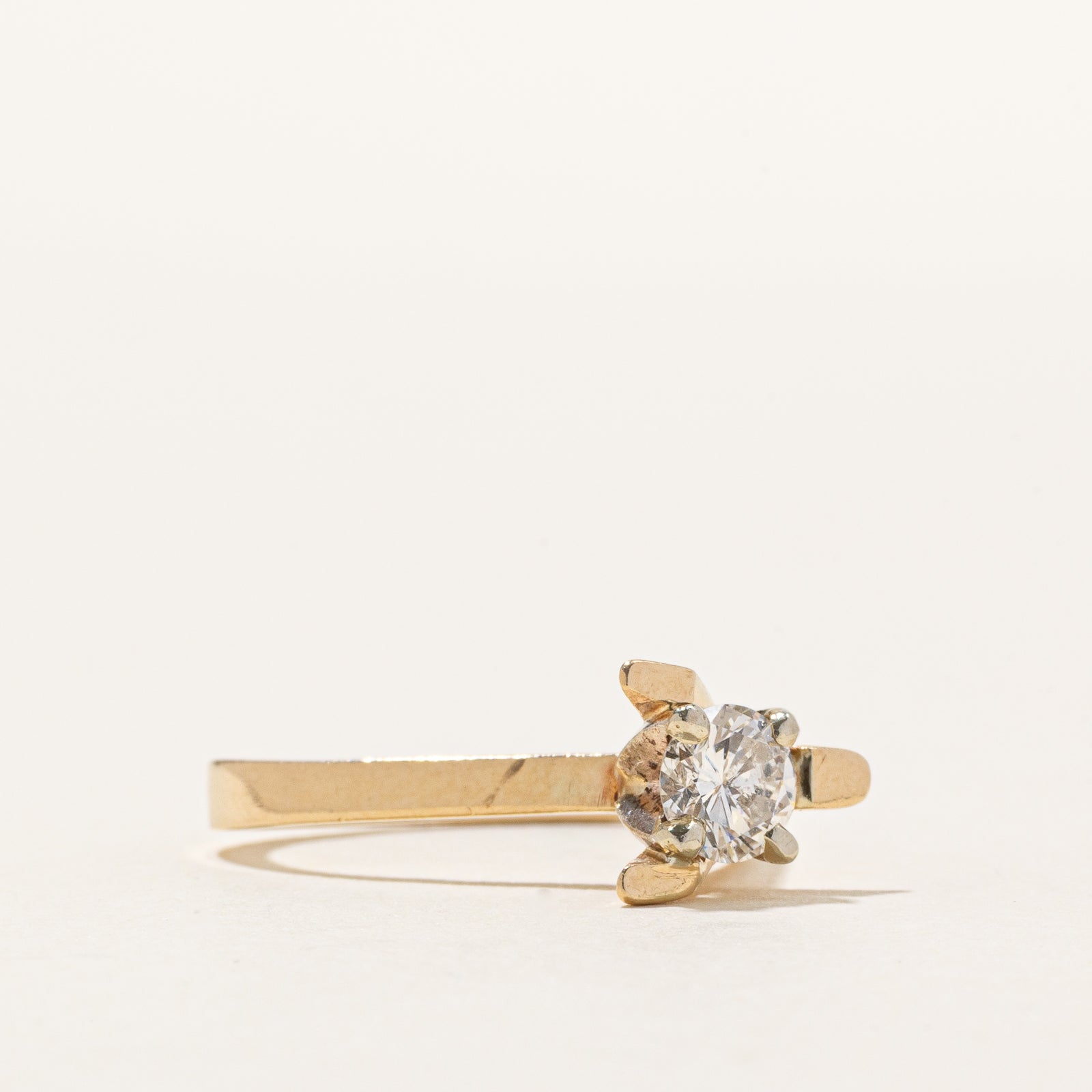 14K Solitaire Diamond Triangle Bypass Ring | 0.45ct | SZ 4