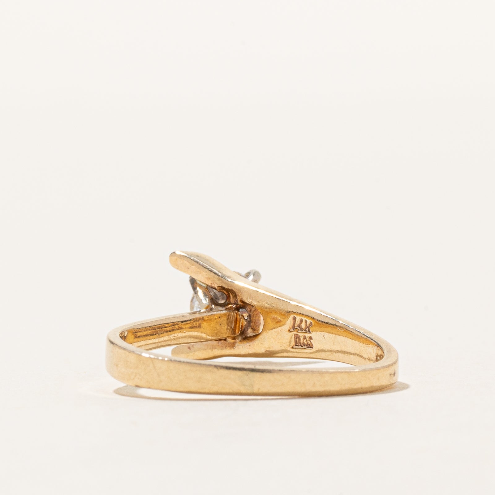 14K Solitaire Diamond Triangle Bypass Ring | 0.45ct | SZ 4