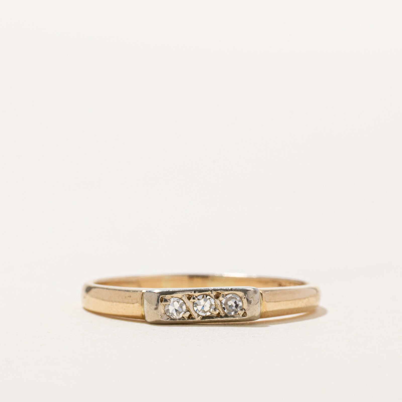 14K Three Stone Diamond Petite Band | 0.06ctw | SZ 8
