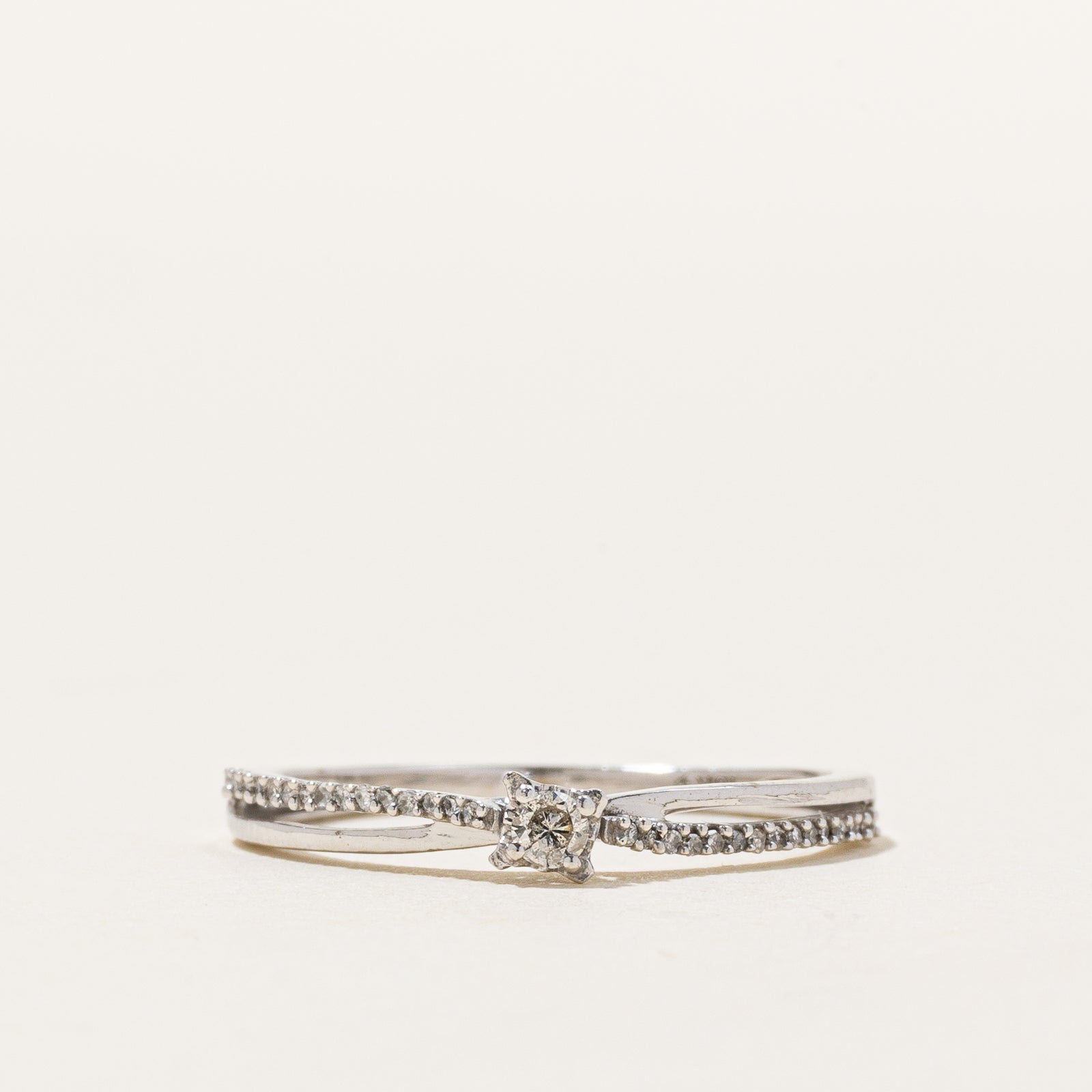 10K Diamond Petite Crossover Ring | 0.07ctw | SZ 6.25