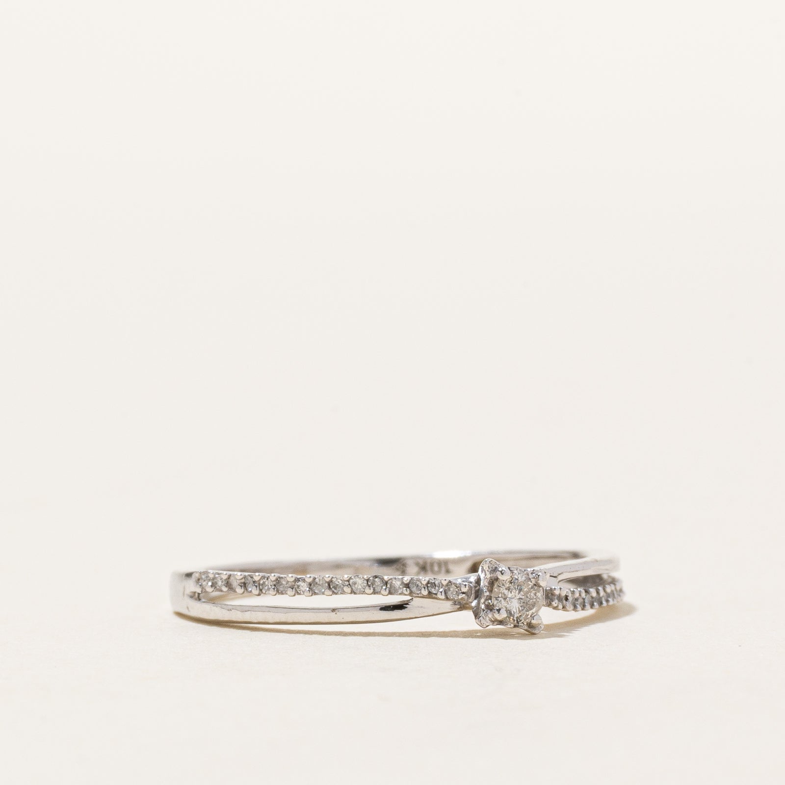 10K Diamond Petite Crossover Ring | 0.07ctw | SZ 6.25